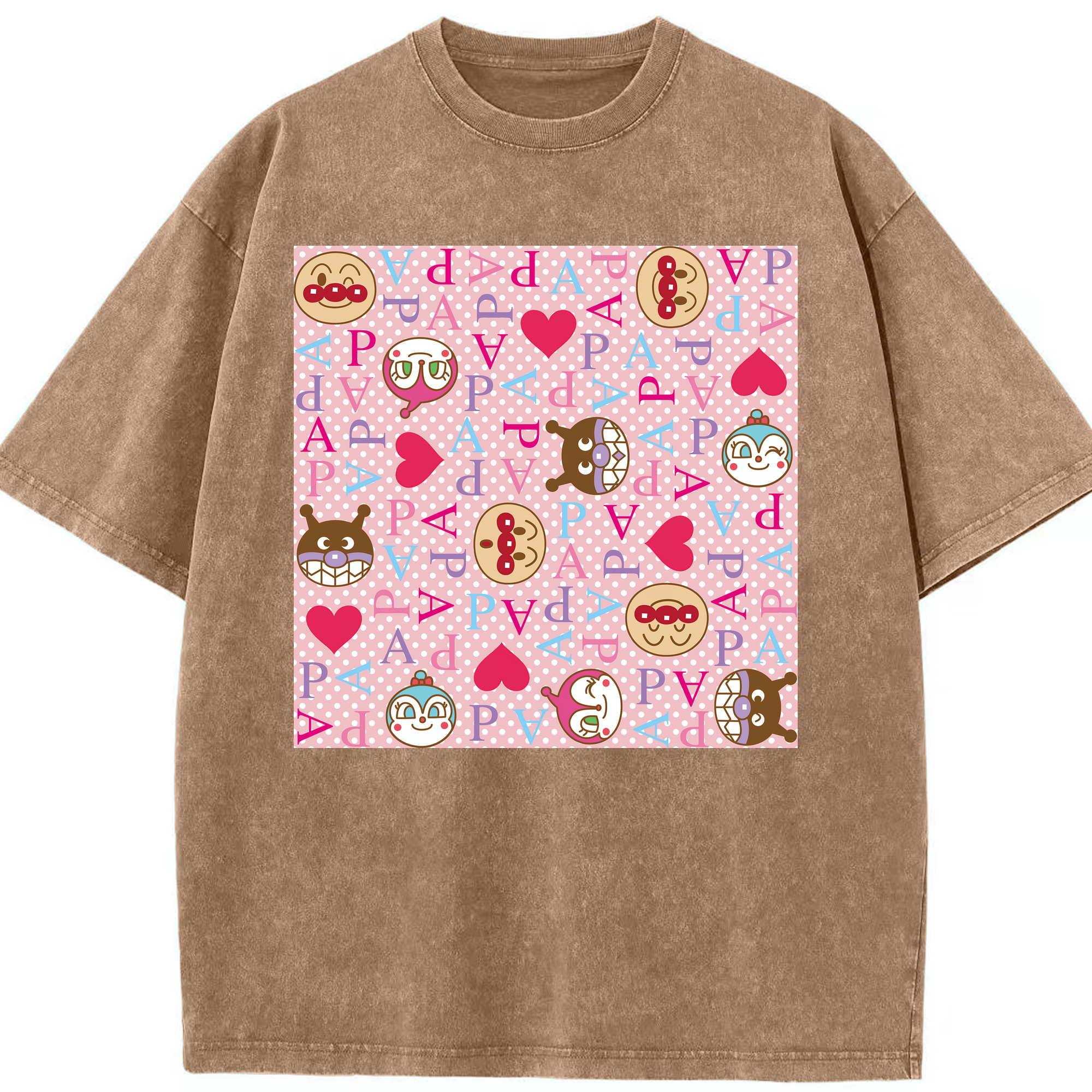 （画像用） アンパンマン Anpanman 綿100% ヴィンテージ風 半袖Tシャツ（フロントプリント）