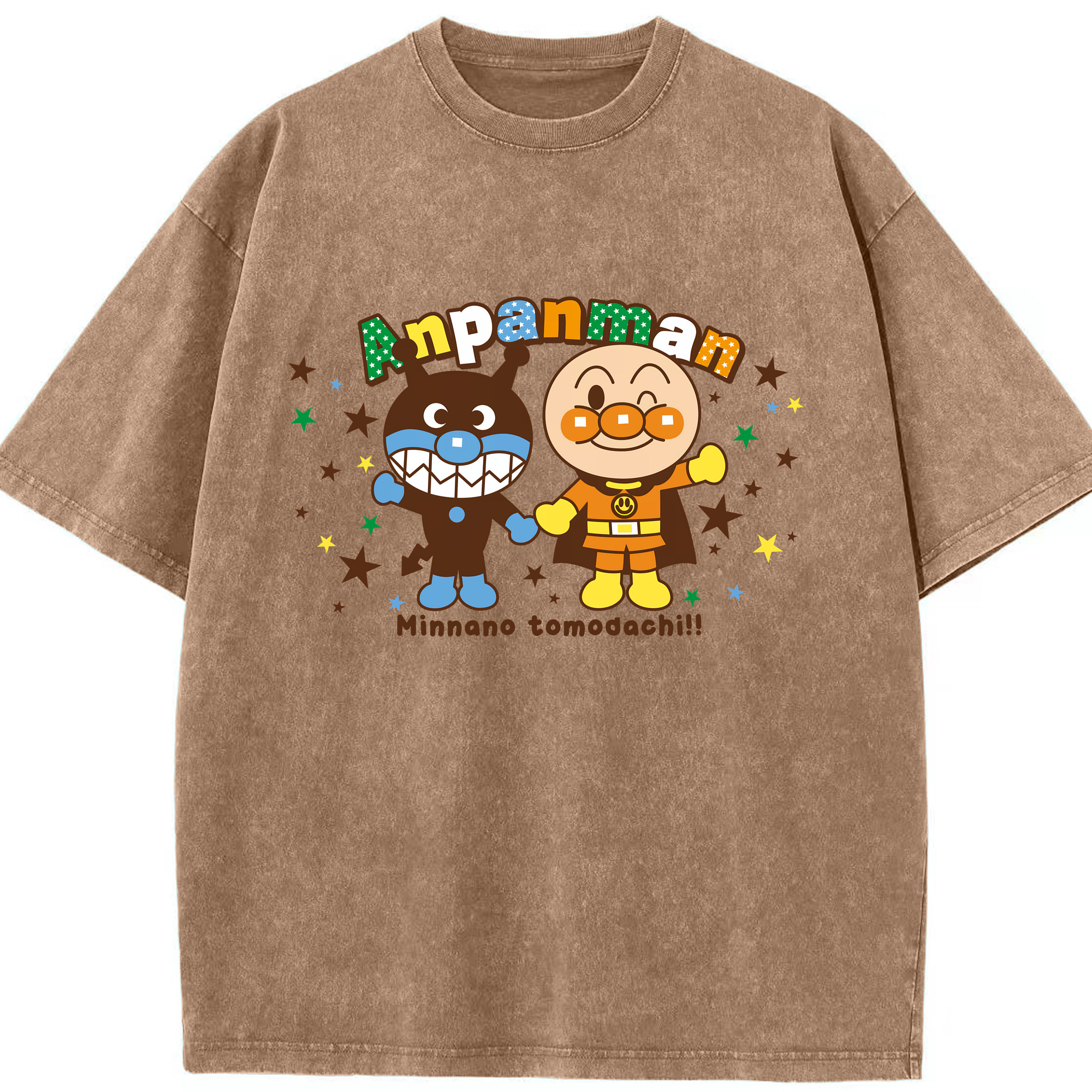 （画像用） アンパンマン Anpanman 綿100% ヴィンテージ風 半袖Tシャツ（フロントプリント）