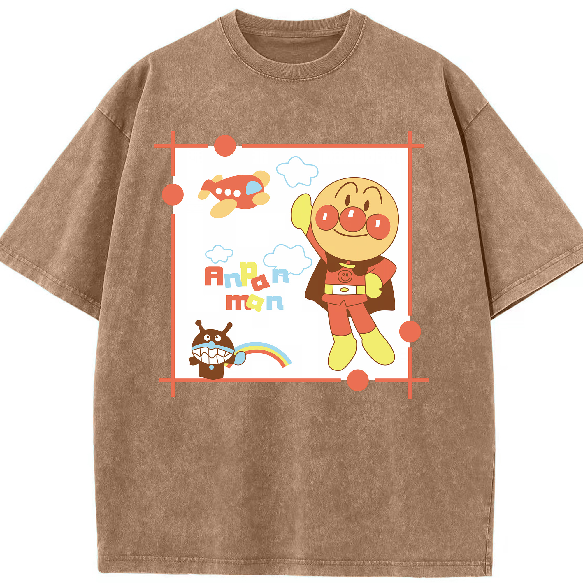 （画像用） アンパンマン Anpanman 綿100% ヴィンテージ風 半袖Tシャツ（フロントプリント）