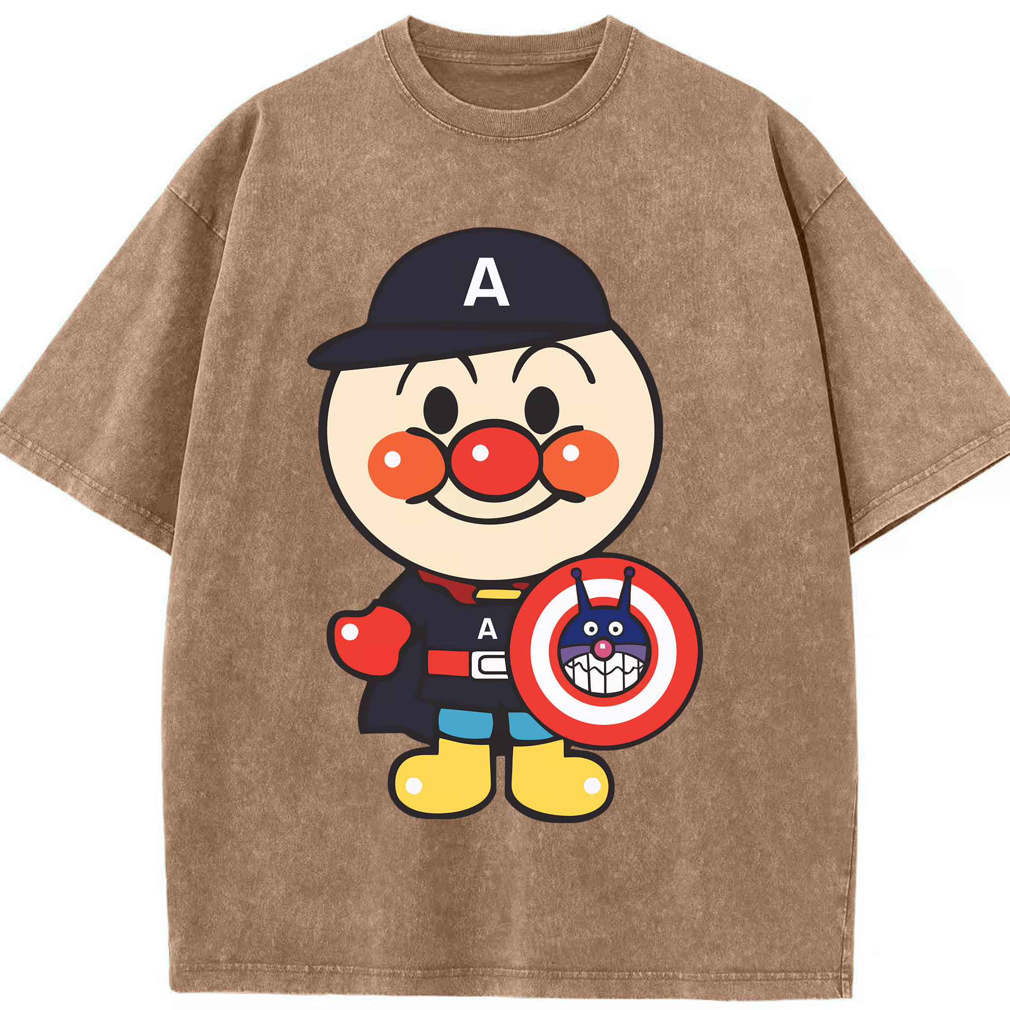 （画像用） アンパンマン Anpanman 綿100% ヴィンテージ風 半袖Tシャツ（フロントプリント）