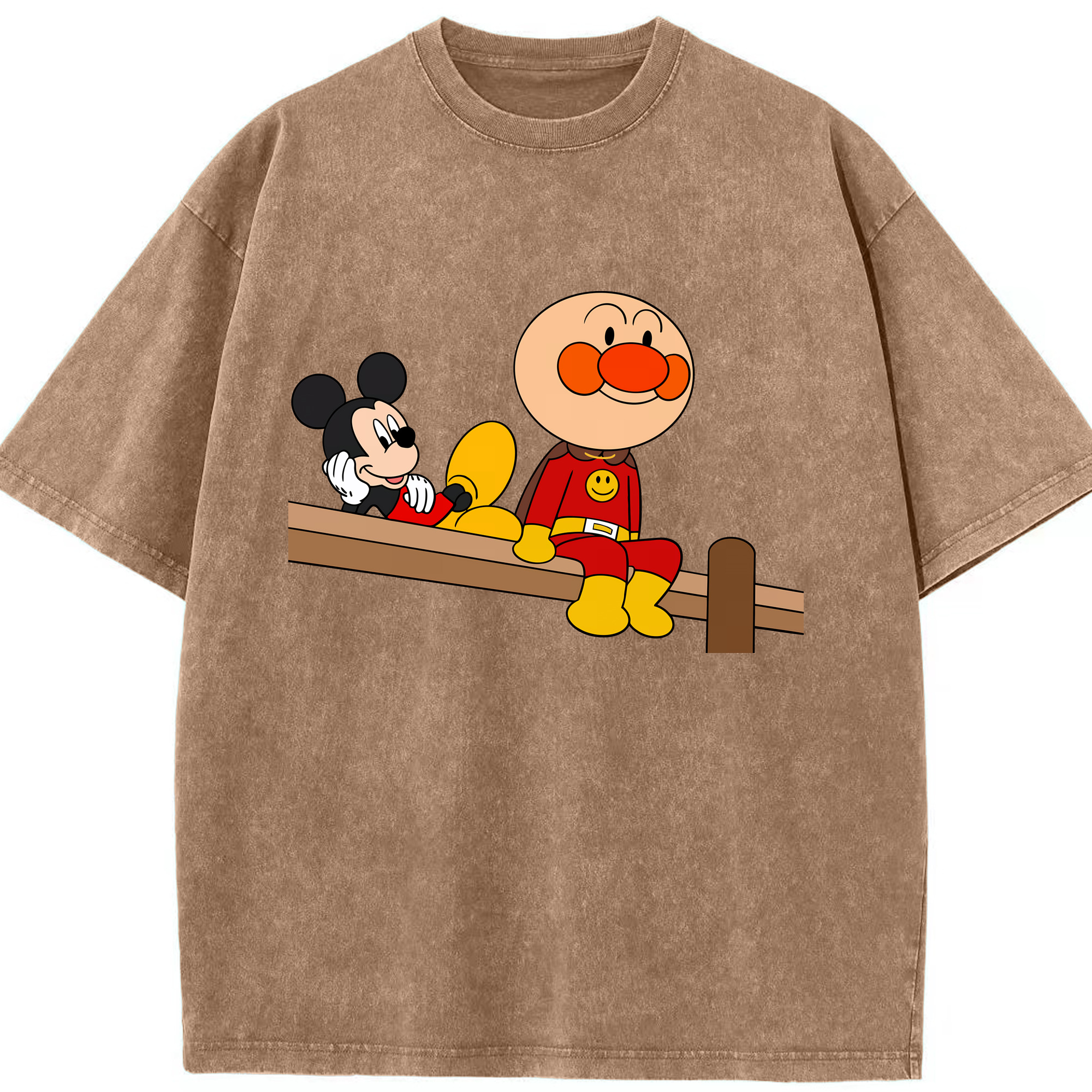 （画像用） アンパンマン Anpanman 綿100% ヴィンテージ風 半袖Tシャツ（フロントプリント）