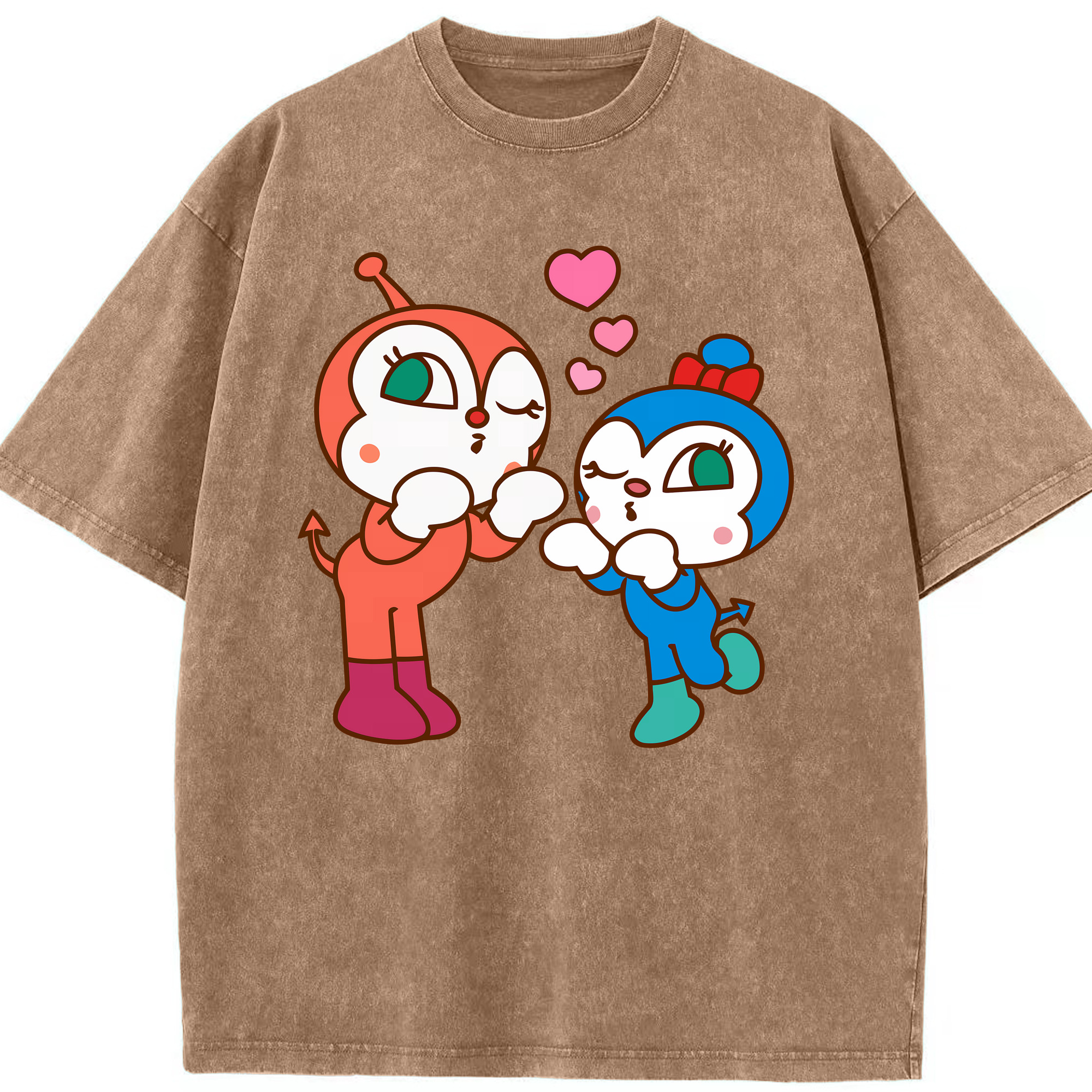 （画像用） アンパンマン Anpanman 綿100% ヴィンテージ風 半袖Tシャツ（フロントプリント）