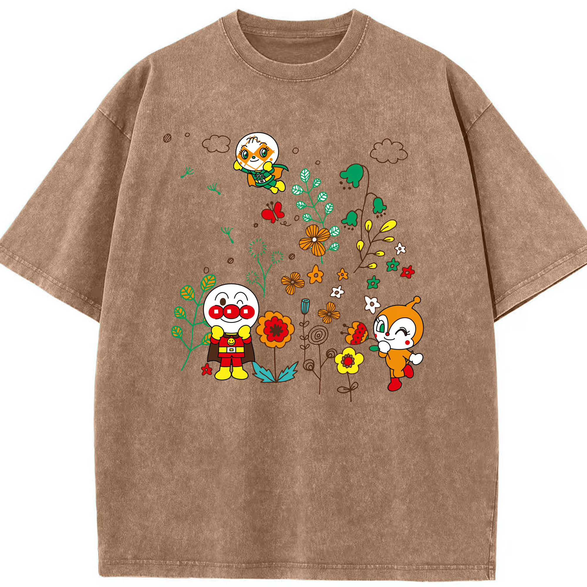（画像用） アンパンマン Anpanman 綿100% ヴィンテージ風 半袖Tシャツ（フロントプリント）