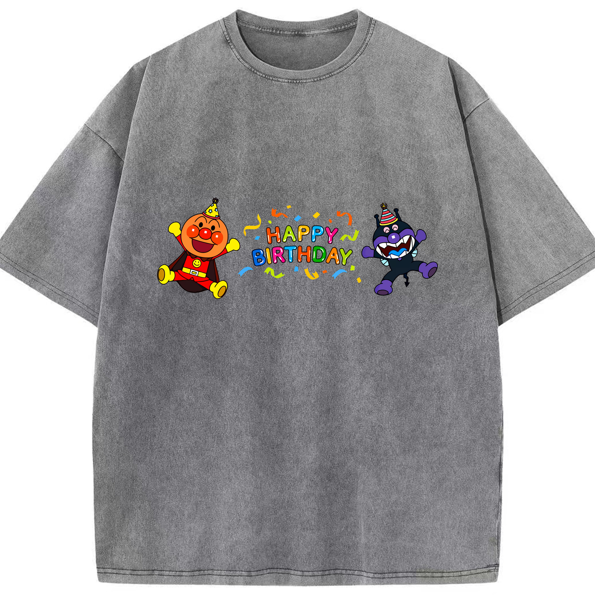 （画像用） アンパンマン Anpanman 綿100% ヴィンテージ風 半袖Tシャツ（フロントプリント）
