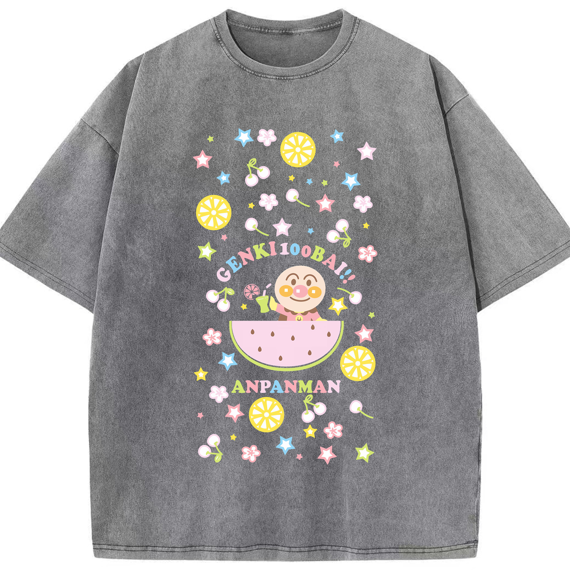 （画像用） アンパンマン Anpanman 綿100% ヴィンテージ風 半袖Tシャツ（フロントプリント）
