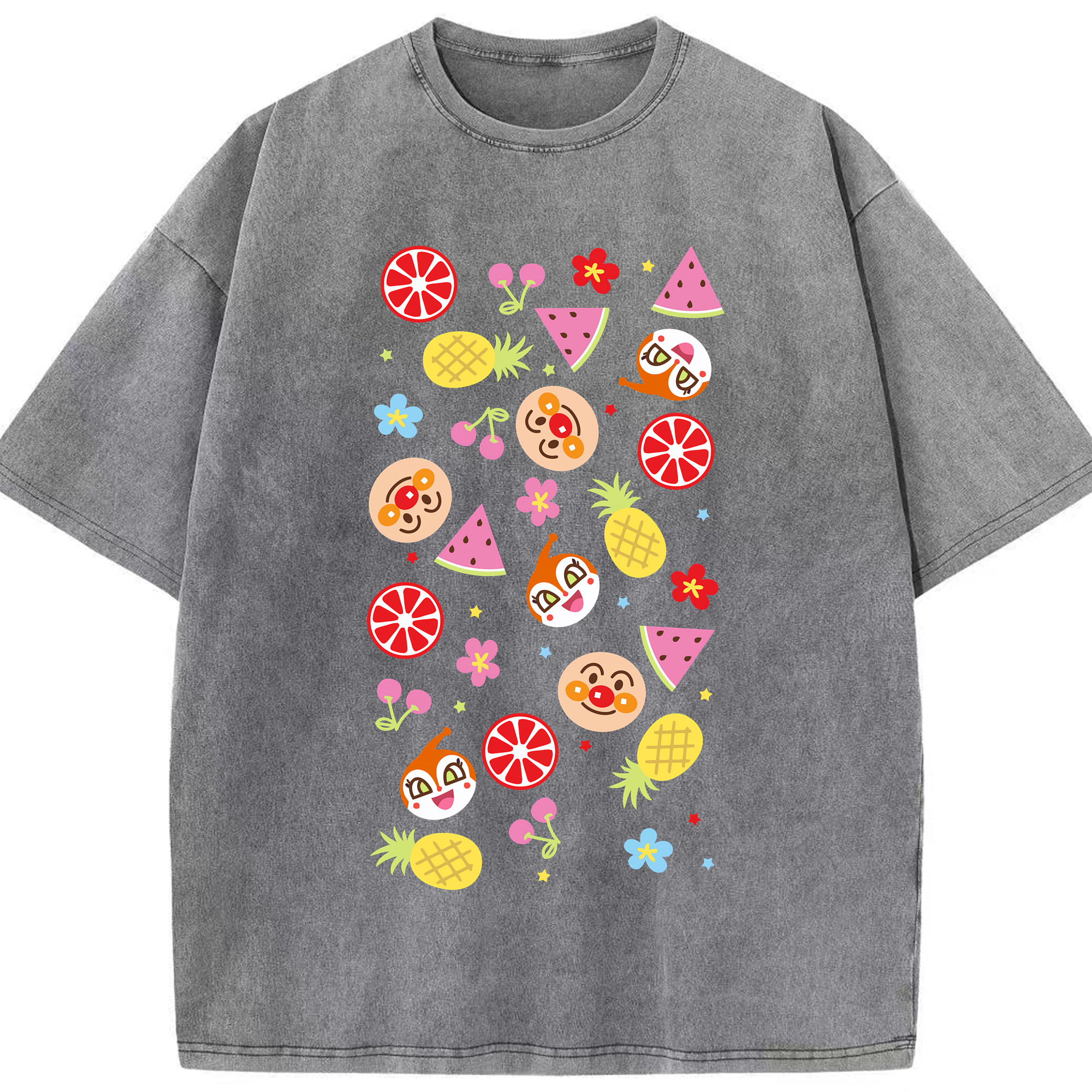 （画像用） アンパンマン Anpanman 綿100% ヴィンテージ風 半袖Tシャツ（フロントプリント）