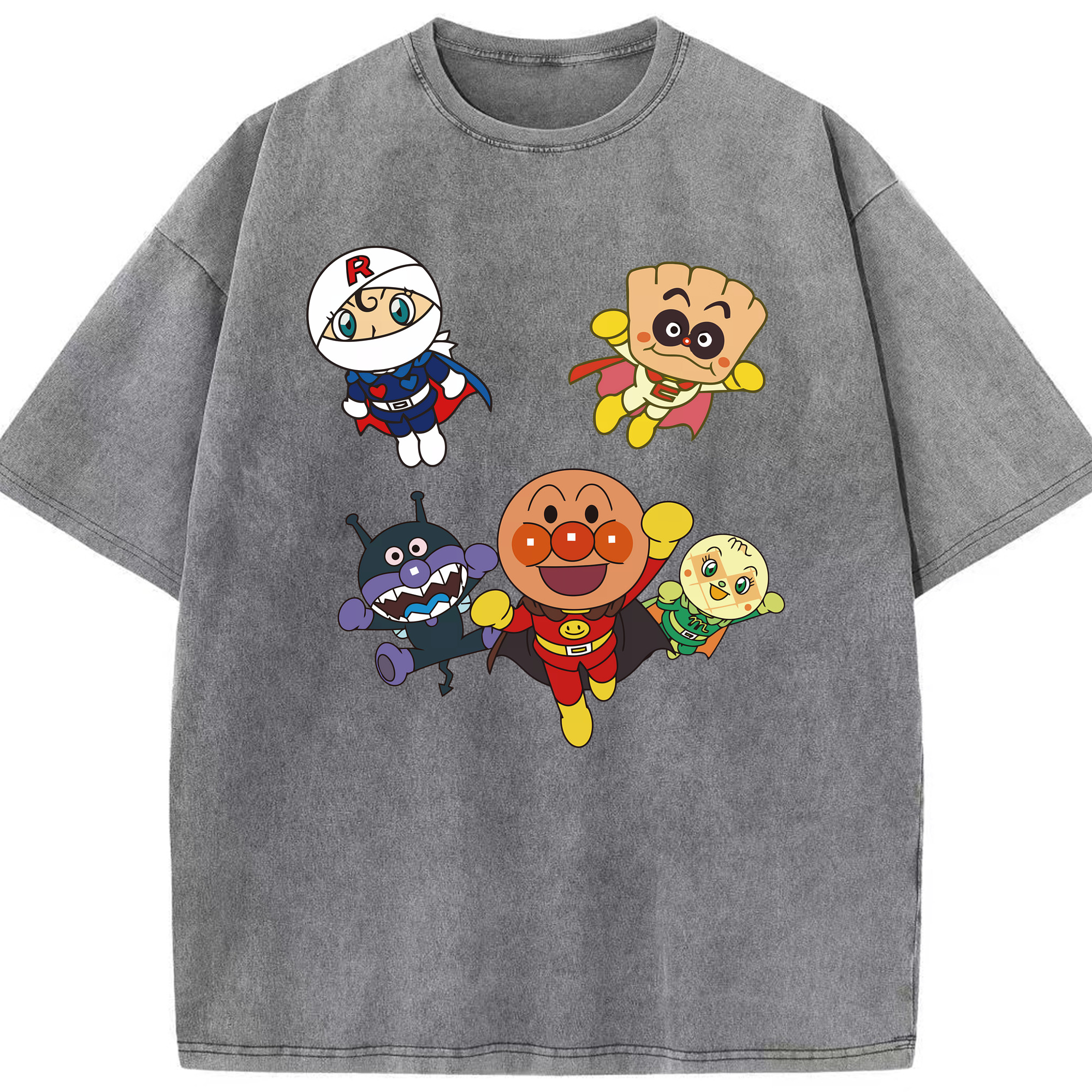 （画像用） アンパンマン Anpanman 綿100% ヴィンテージ風 半袖Tシャツ（フロントプリント）