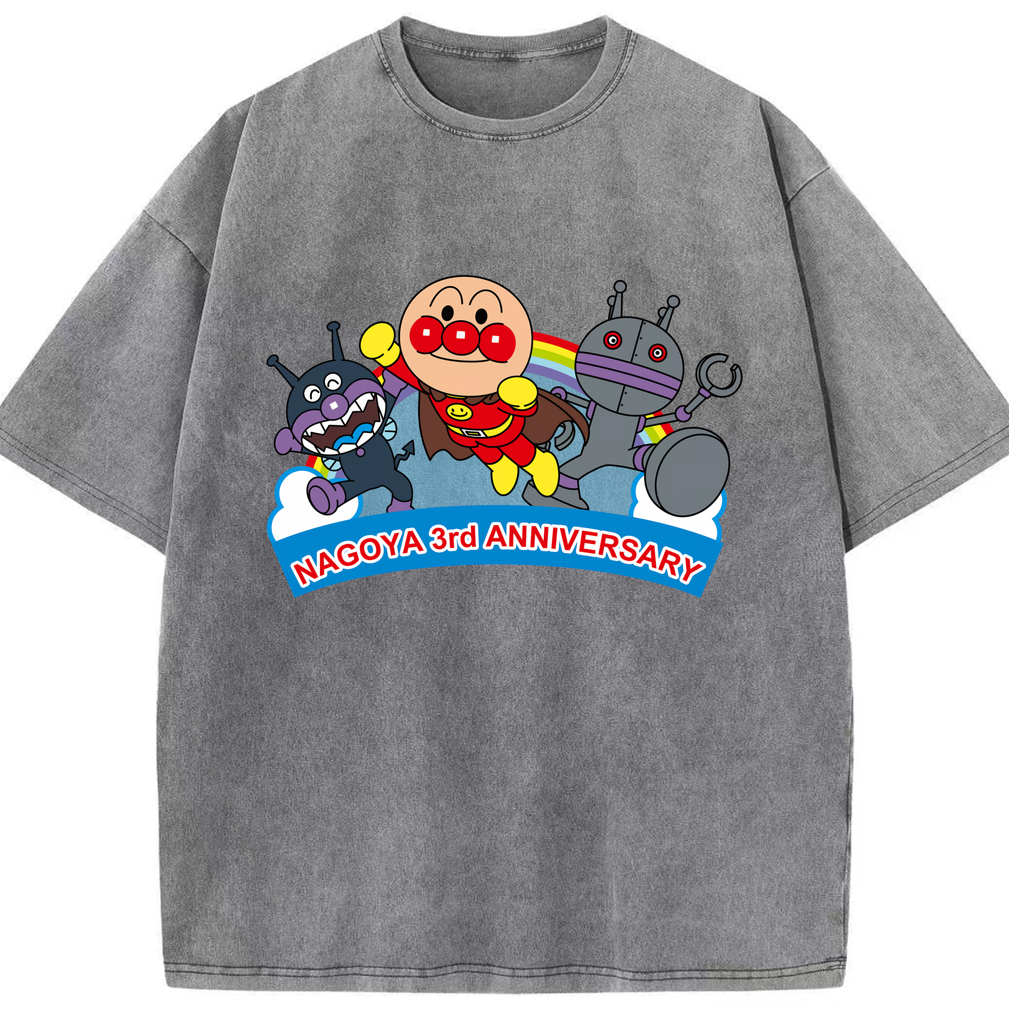 （画像用） アンパンマン Anpanman 綿100% ヴィンテージ風 半袖Tシャツ（フロントプリント）