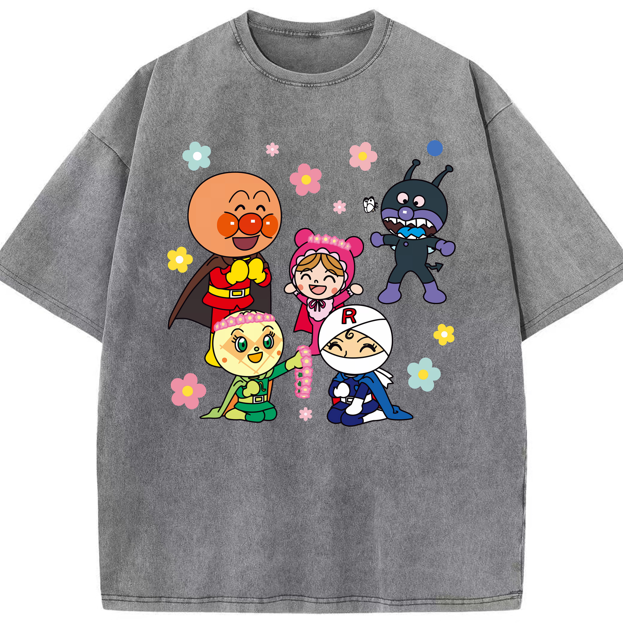 （画像用） アンパンマン Anpanman 綿100% ヴィンテージ風 半袖Tシャツ（フロントプリント）
