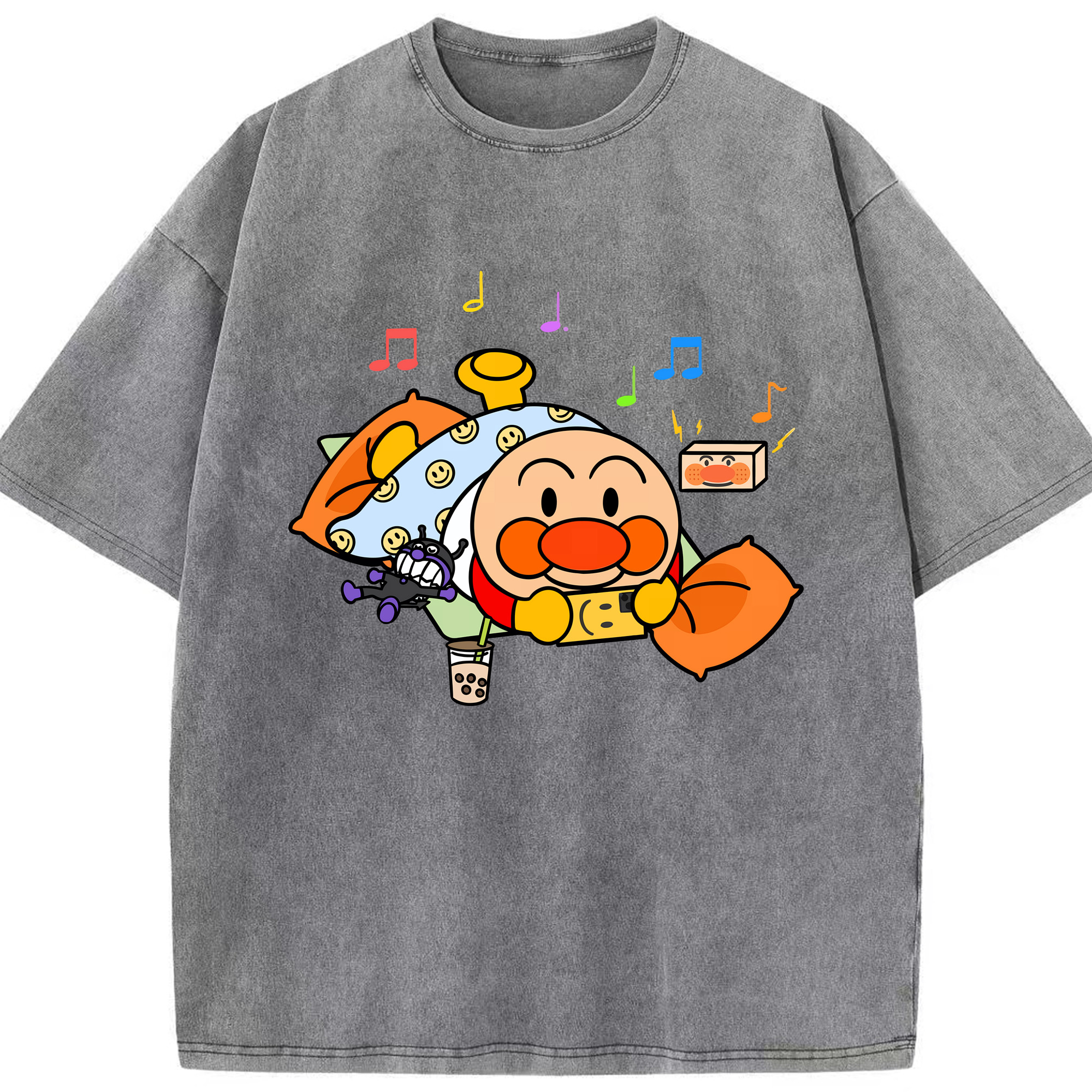 （画像用） アンパンマン Anpanman 綿100% ヴィンテージ風 半袖Tシャツ（フロントプリント）
