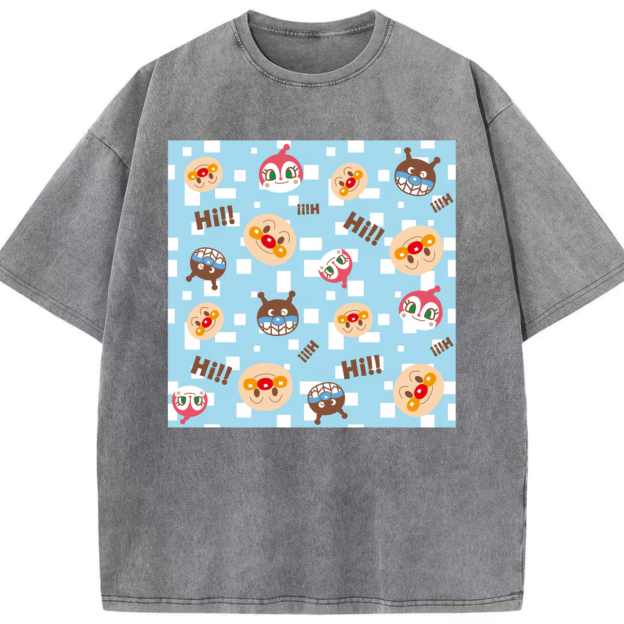 （画像用） アンパンマン Anpanman 綿100% ヴィンテージ風 半袖Tシャツ（フロントプリント）