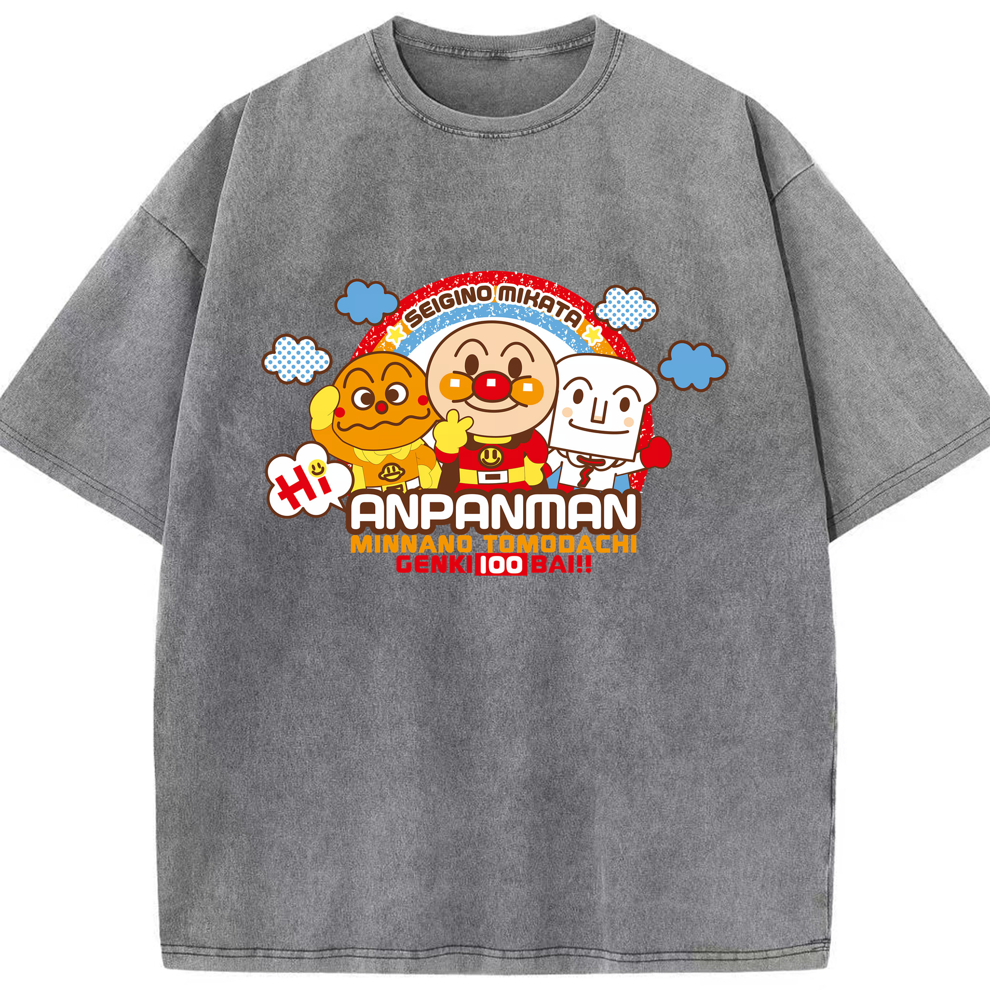 （画像用） アンパンマン Anpanman 綿100% ヴィンテージ風 半袖Tシャツ（フロントプリント）