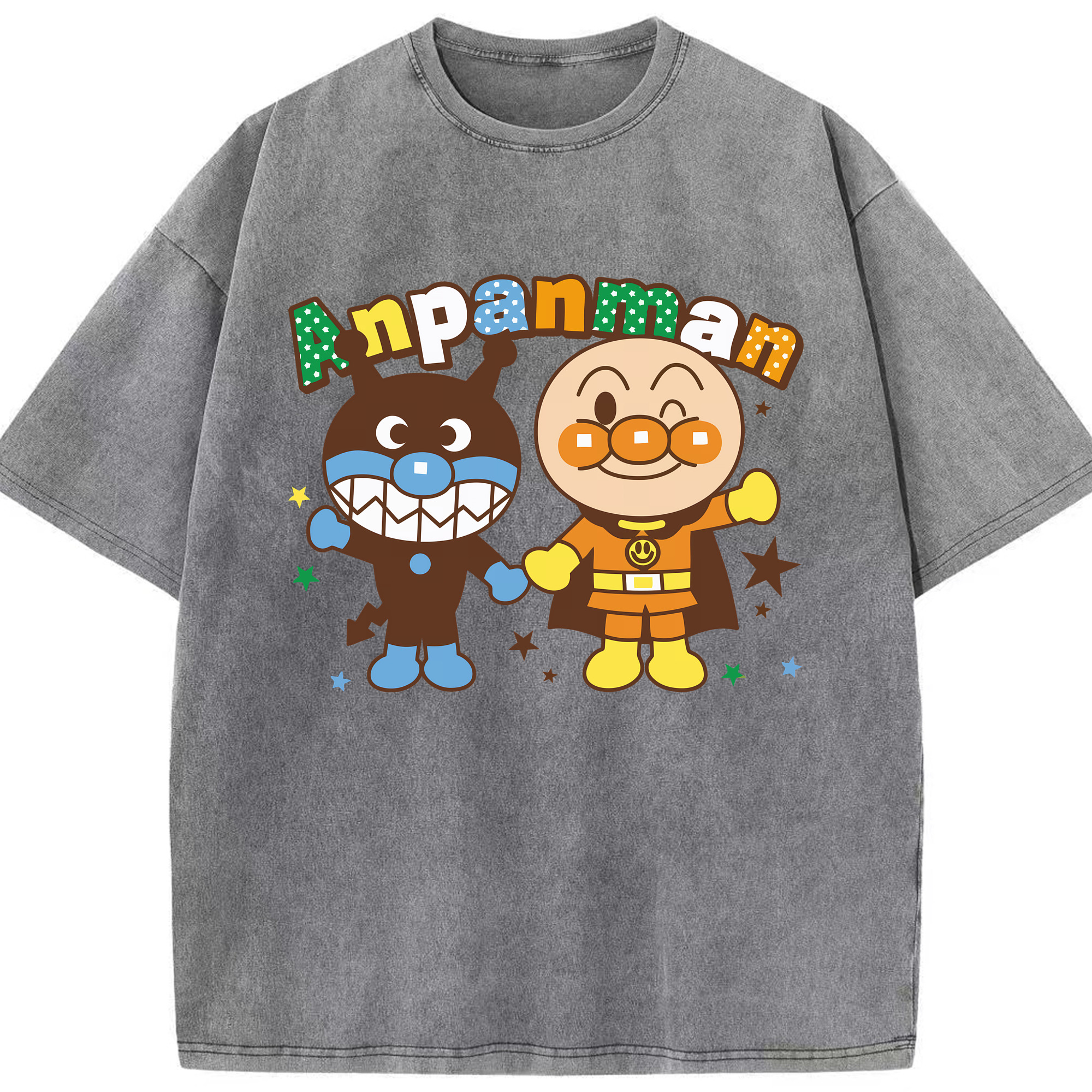 （画像用） アンパンマン Anpanman 綿100% ヴィンテージ風 半袖Tシャツ（フロントプリント）