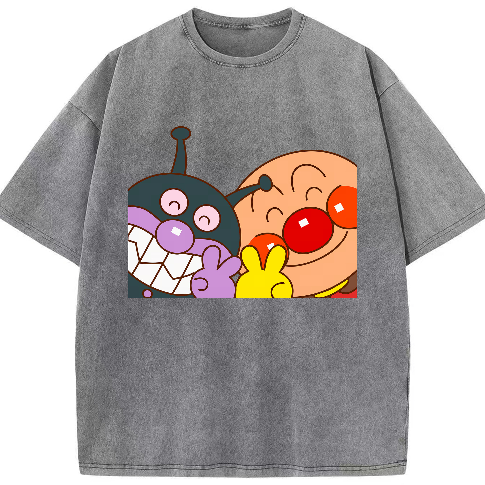 （画像用） アンパンマン Anpanman 綿100% ヴィンテージ風 半袖Tシャツ（フロントプリント）