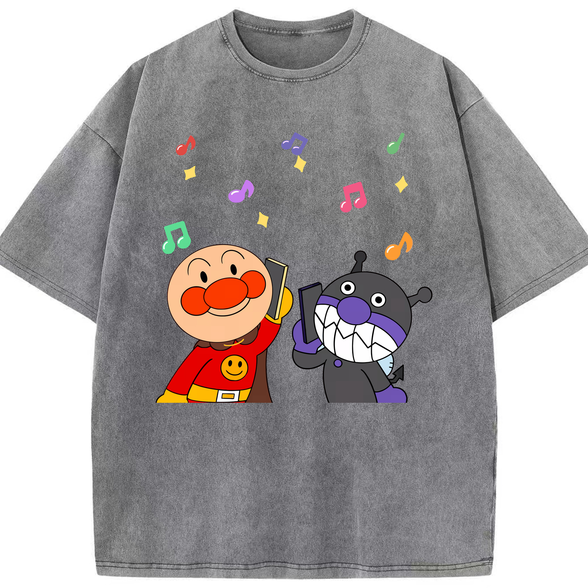 （画像用） アンパンマン Anpanman 綿100% ヴィンテージ風 半袖Tシャツ（フロントプリント）