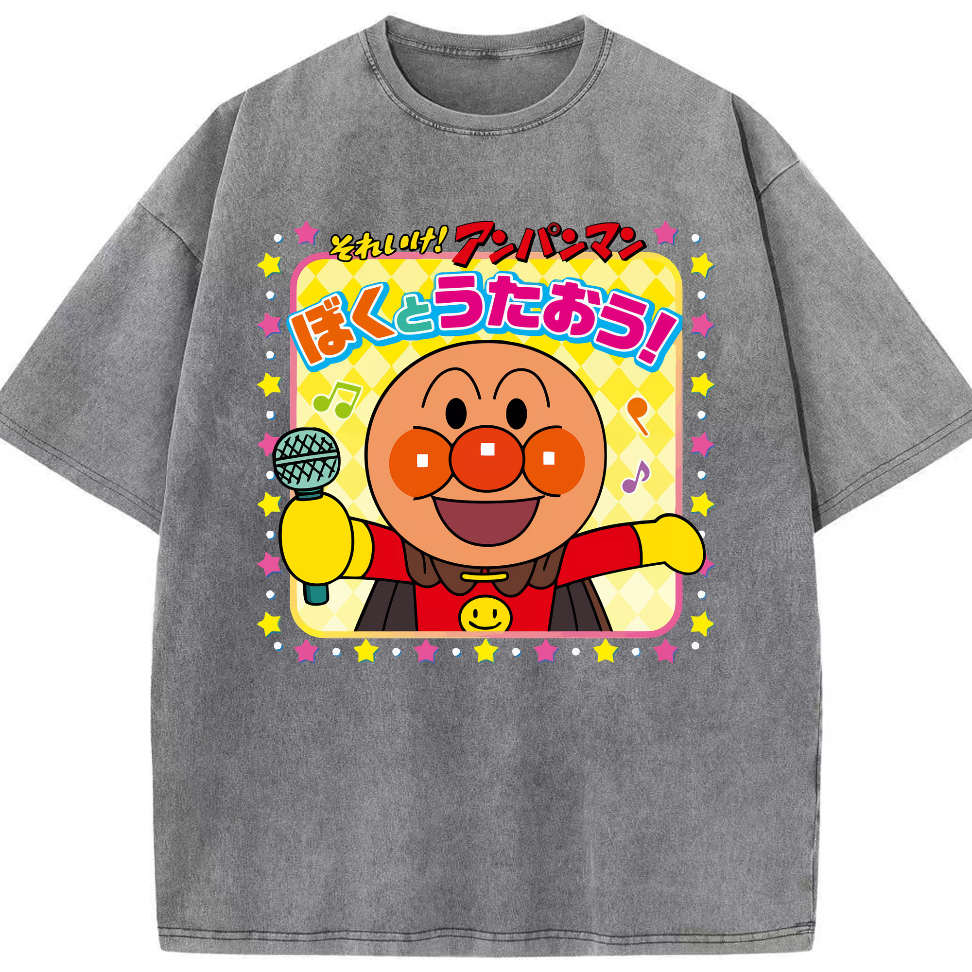 （画像用） アンパンマン Anpanman 綿100% ヴィンテージ風 半袖Tシャツ（フロントプリント）