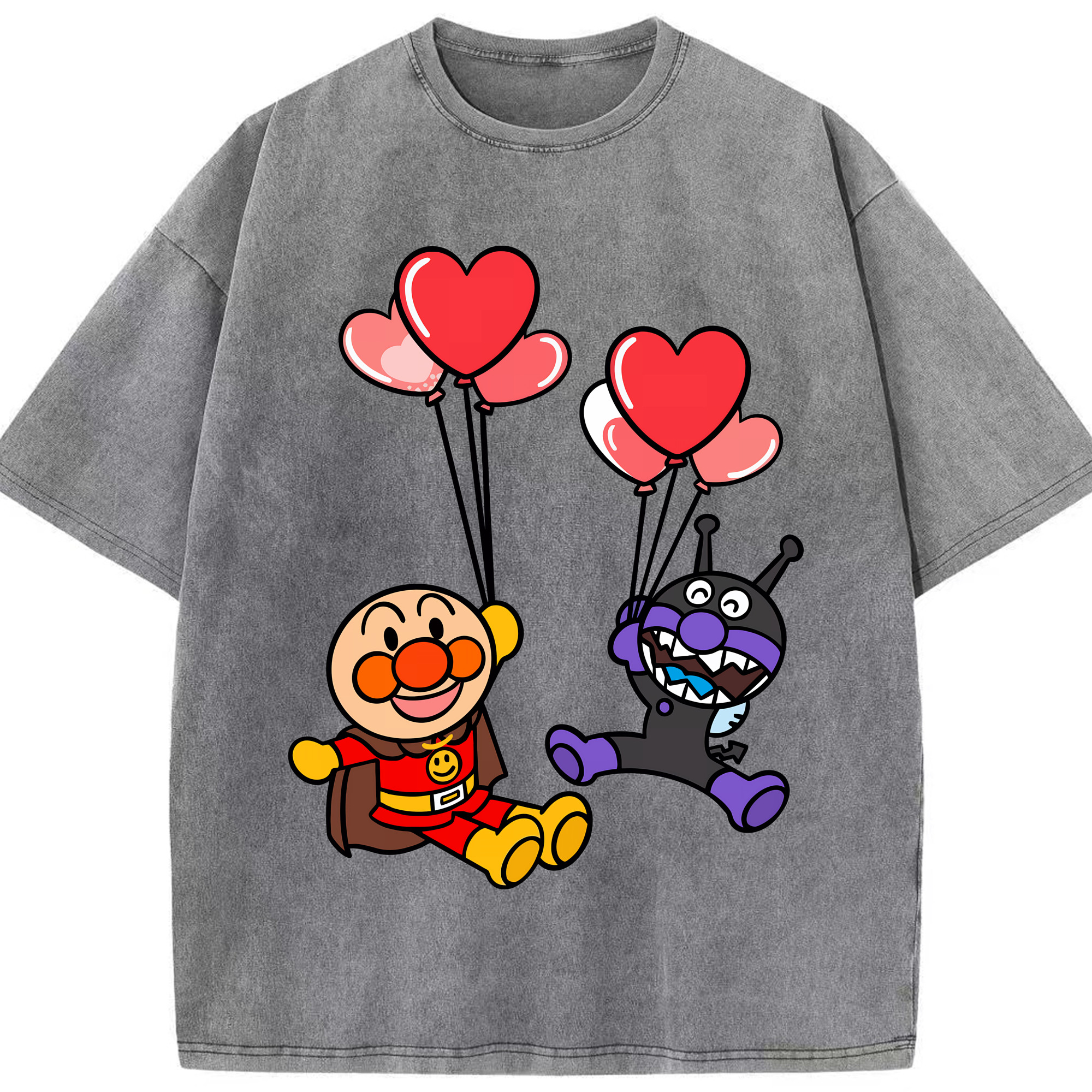 （画像用） アンパンマン Anpanman 綿100% ヴィンテージ風 半袖Tシャツ（フロントプリント）