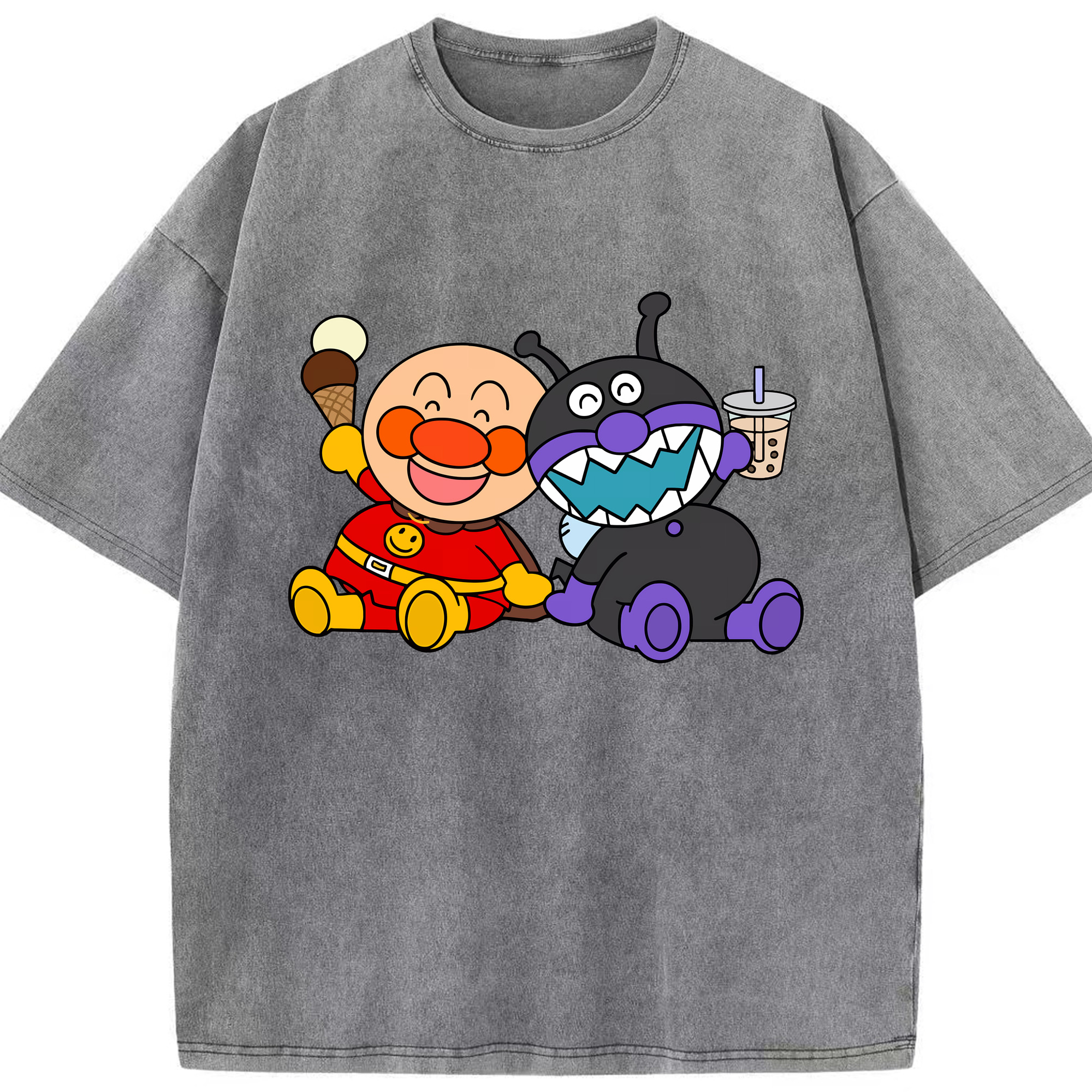 （画像用） アンパンマン Anpanman 綿100% ヴィンテージ風 半袖Tシャツ（フロントプリント）