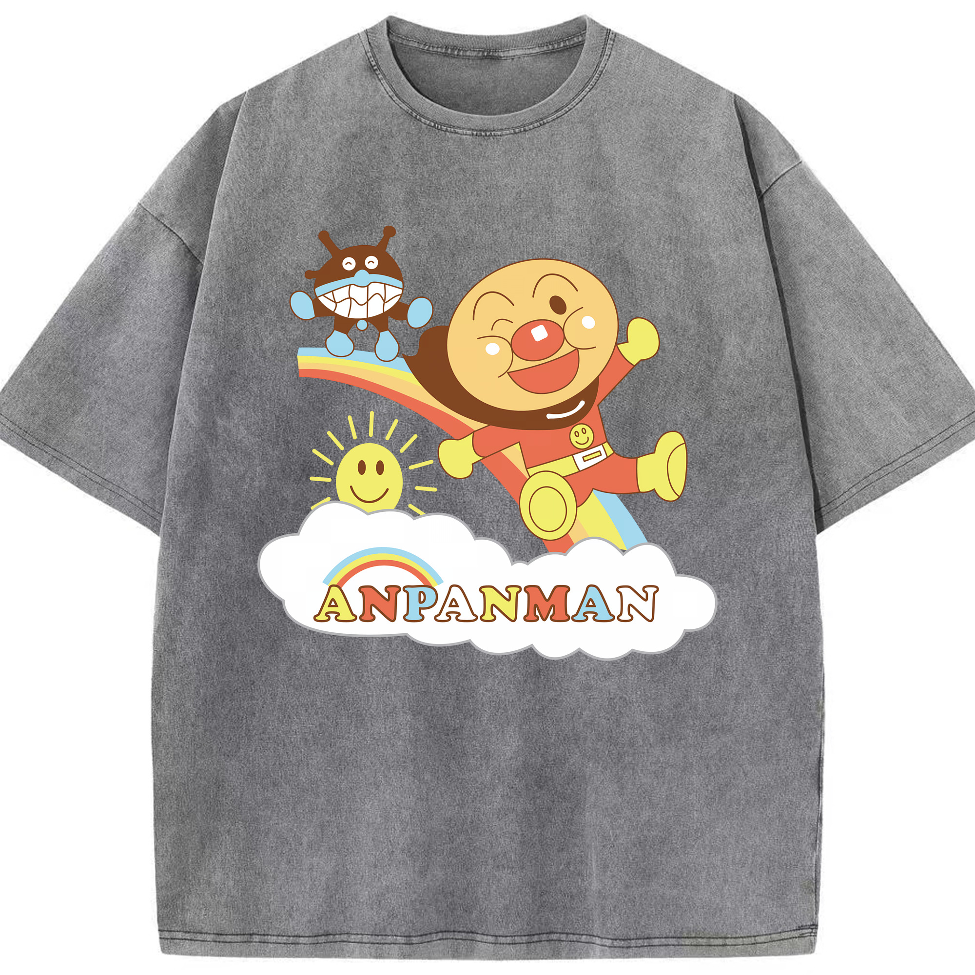 （画像用） アンパンマン Anpanman 綿100% ヴィンテージ風 半袖Tシャツ（フロントプリント）