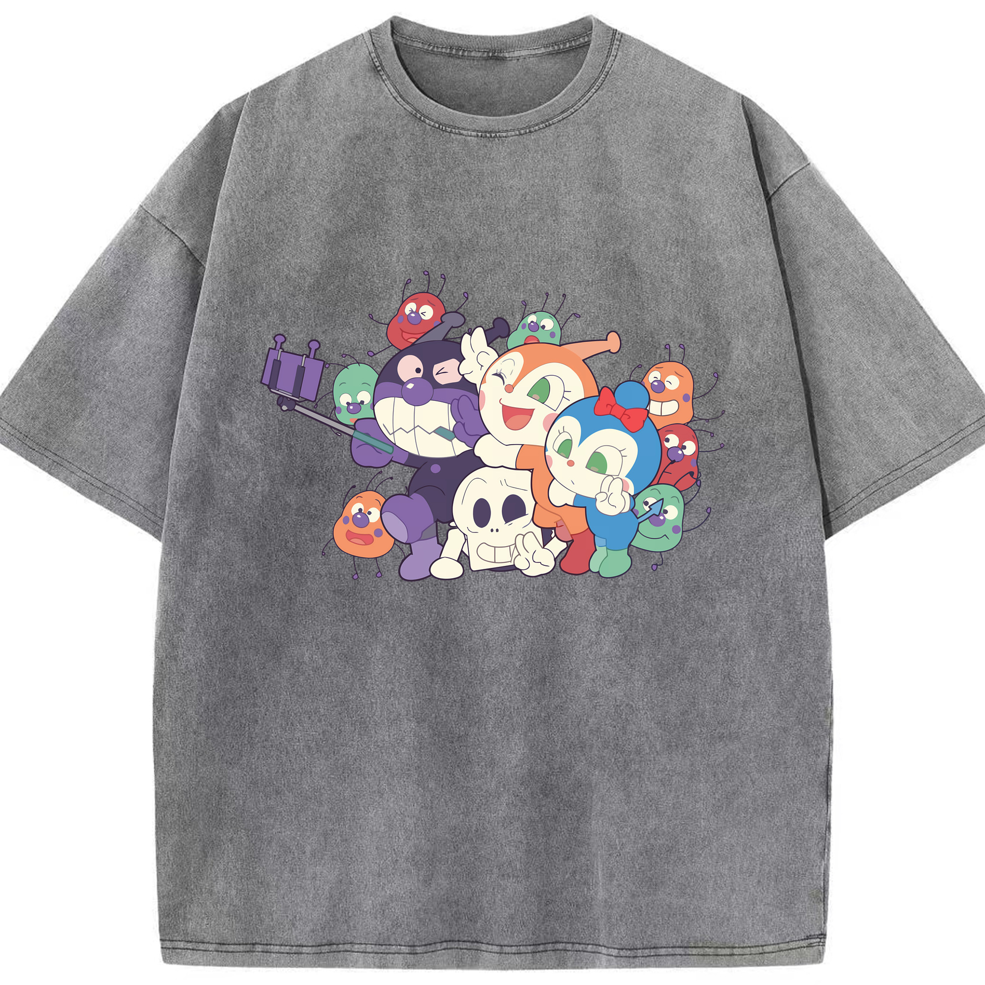 （画像用） アンパンマン Anpanman 綿100% ヴィンテージ風 半袖Tシャツ（フロントプリント）