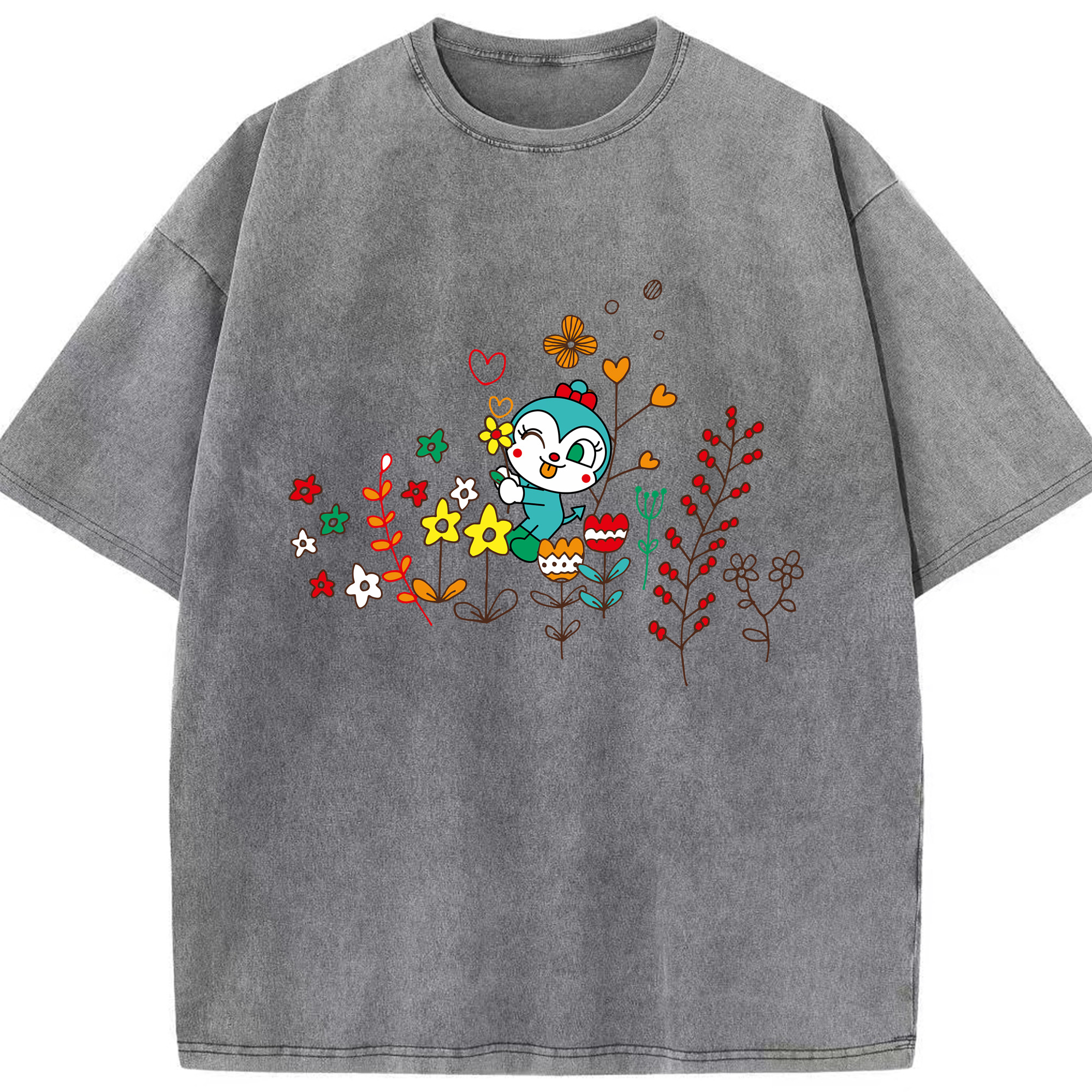 （画像用） アンパンマン Anpanman 綿100% ヴィンテージ風 半袖Tシャツ（フロントプリント）