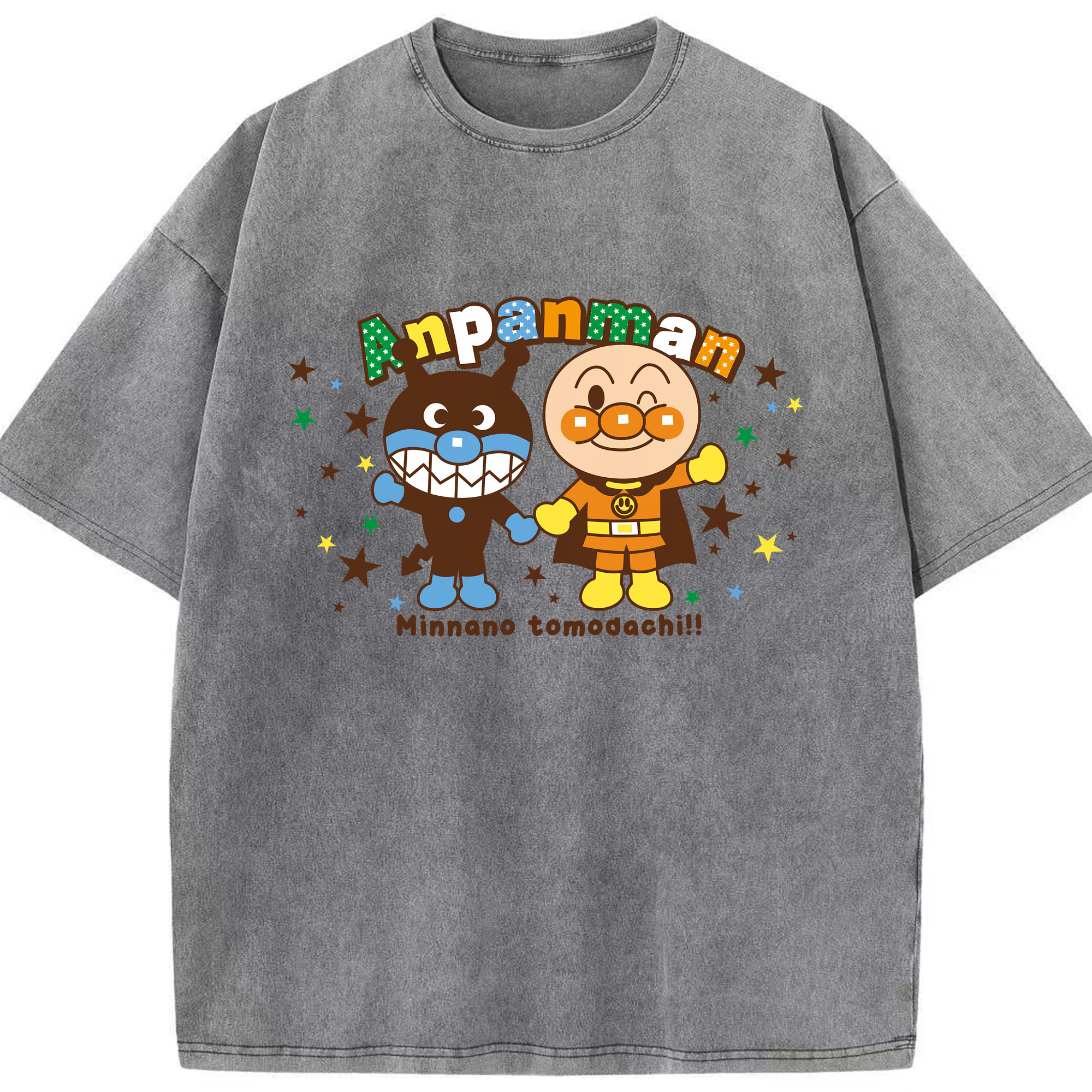 （画像用） アンパンマン Anpanman 綿100% ヴィンテージ風 半袖Tシャツ（フロントプリント）