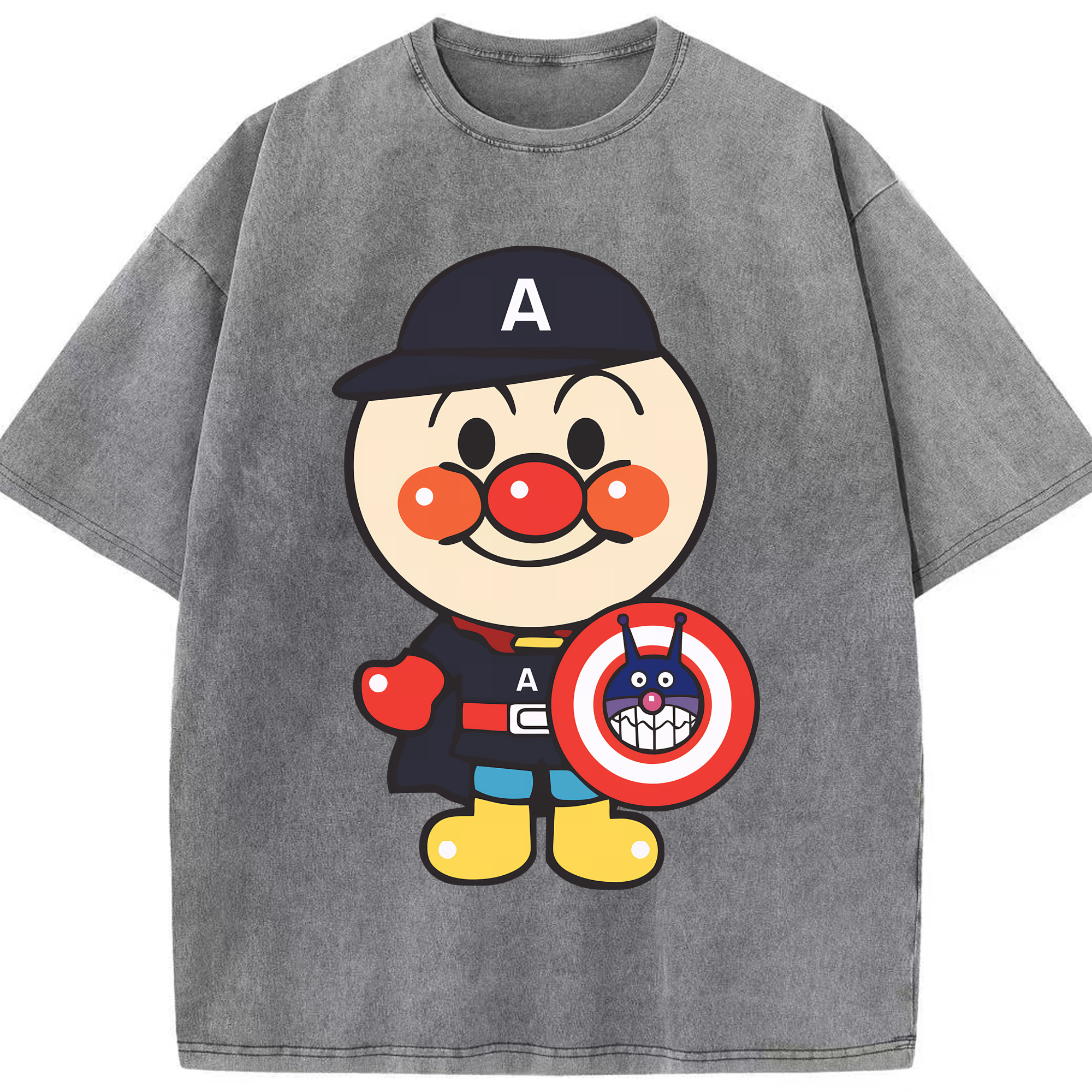 （画像用） アンパンマン Anpanman 綿100% ヴィンテージ風 半袖Tシャツ（フロントプリント）