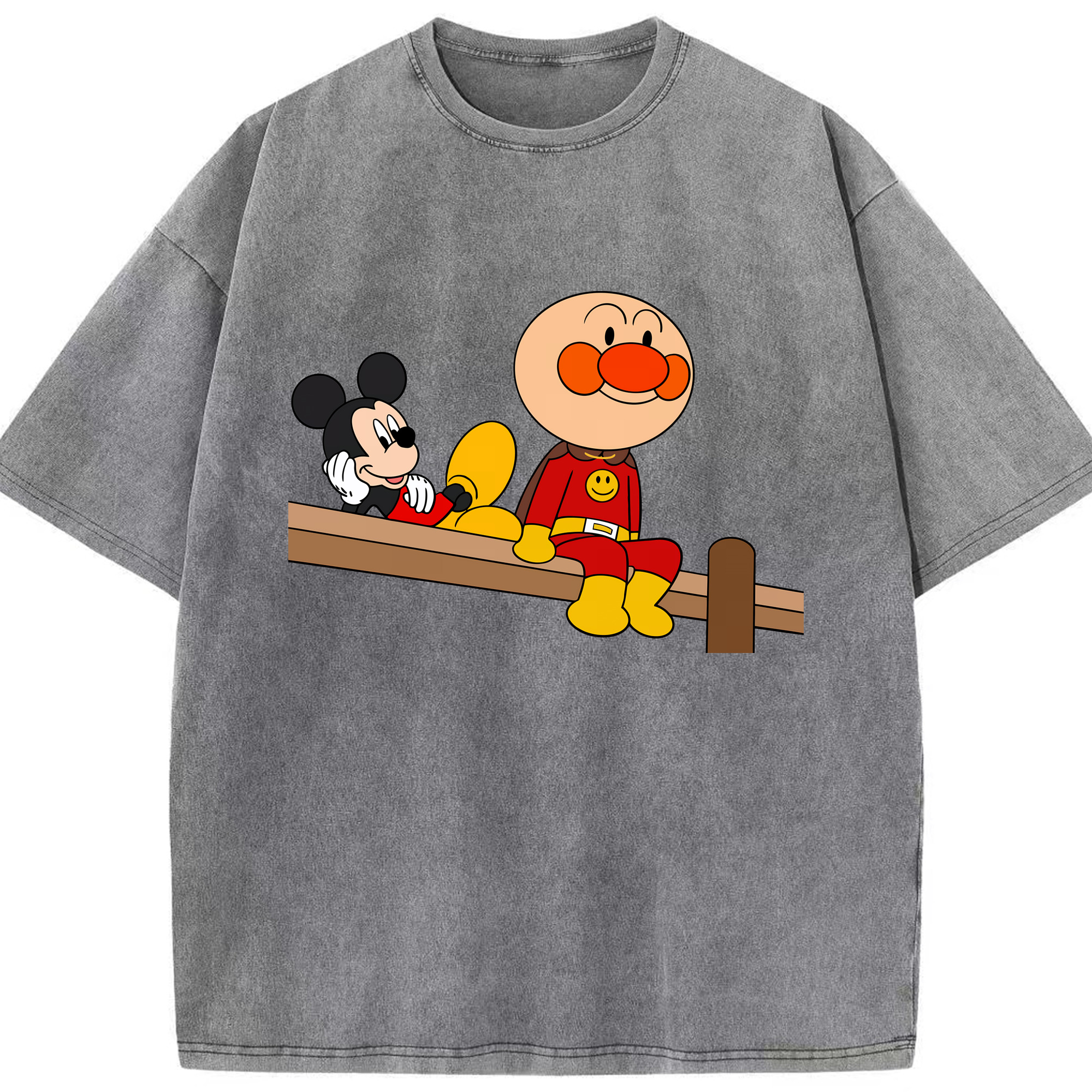 （画像用） アンパンマン Anpanman 綿100% ヴィンテージ風 半袖Tシャツ（フロントプリント）