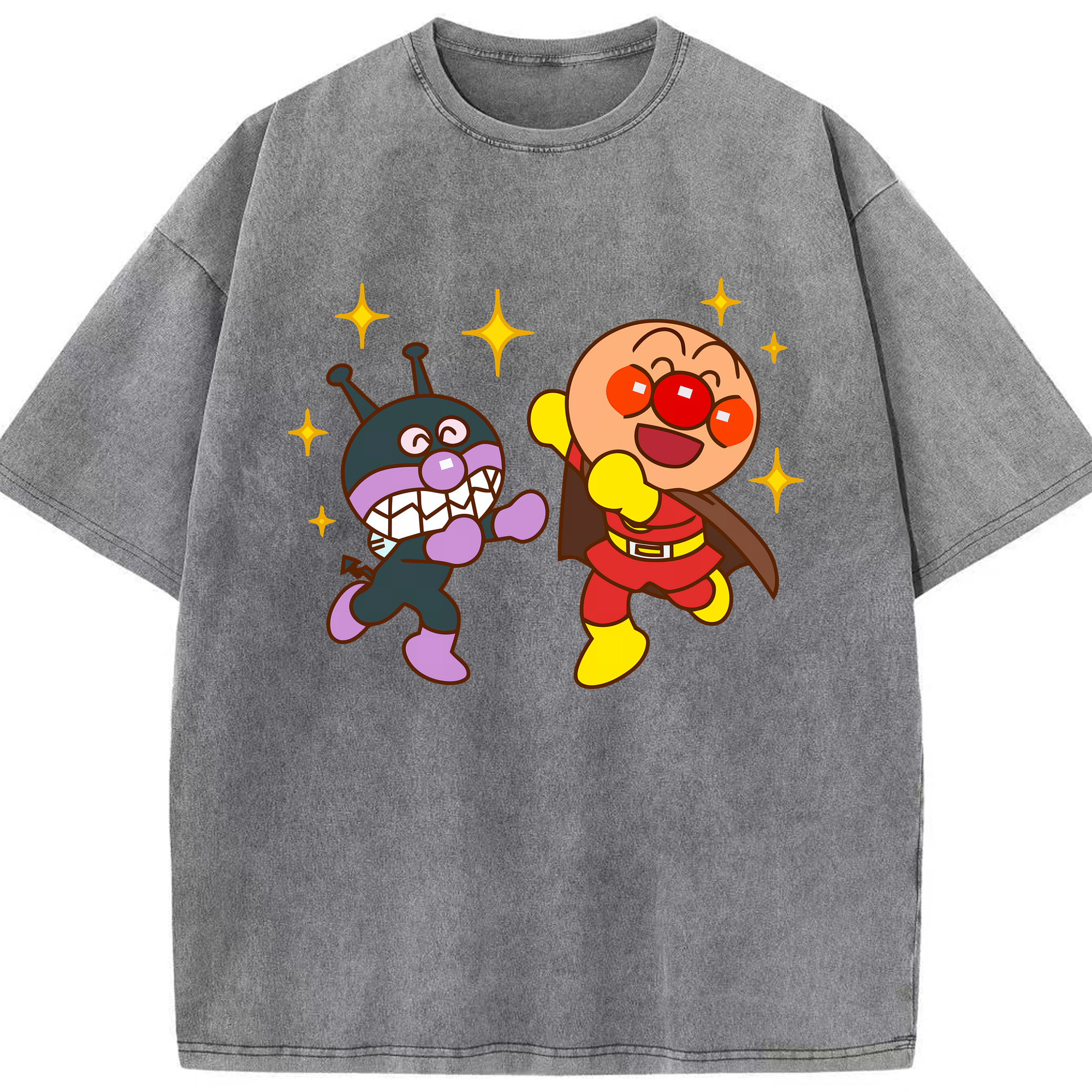 （画像用） アンパンマン Anpanman 綿100% ヴィンテージ風 半袖Tシャツ（フロントプリント）