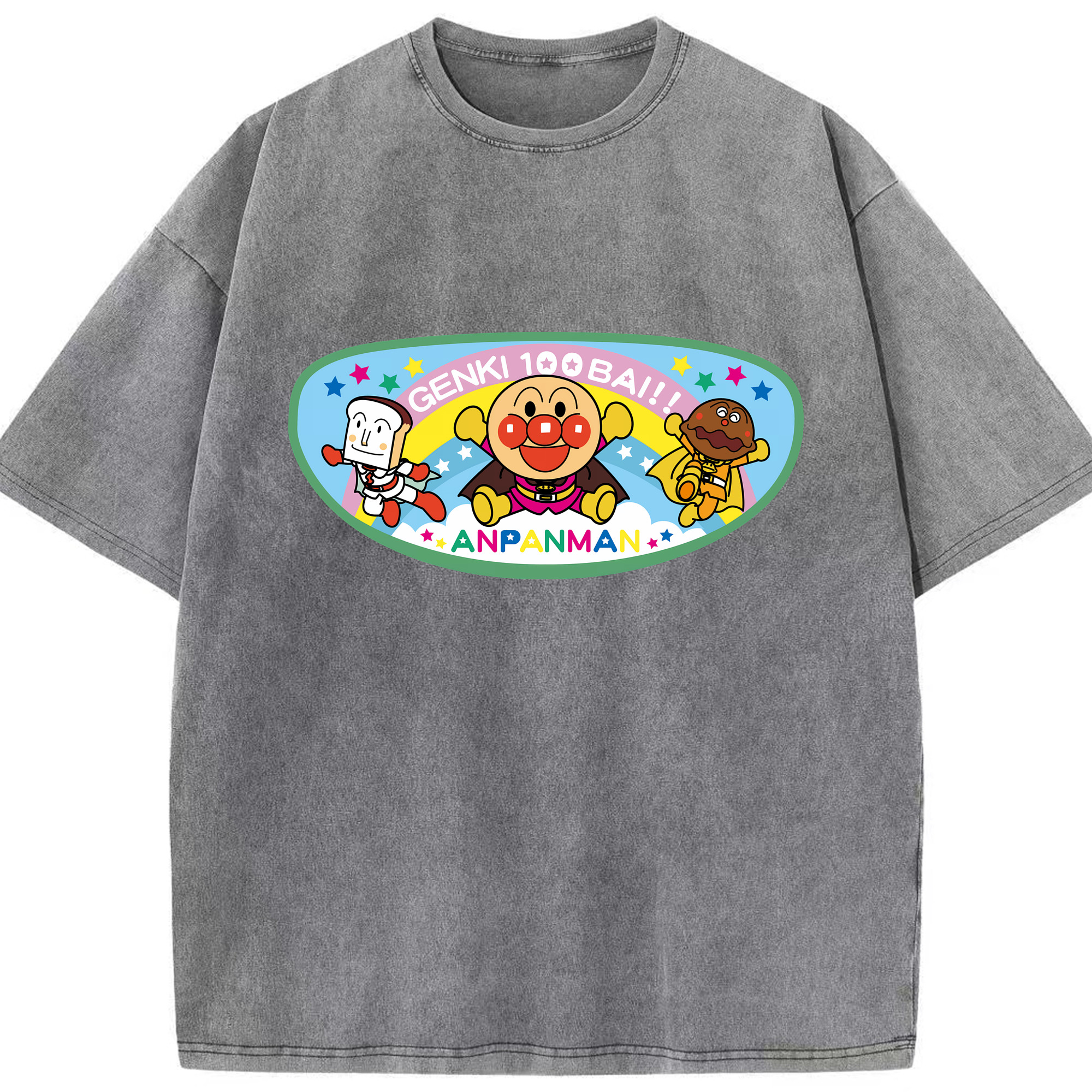 （画像用） アンパンマン Anpanman 綿100% ヴィンテージ風 半袖Tシャツ（フロントプリント）