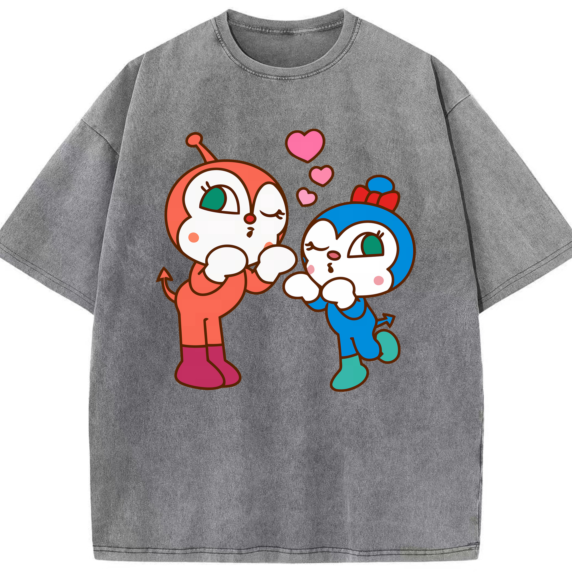 （画像用） アンパンマン Anpanman 綿100% ヴィンテージ風 半袖Tシャツ（フロントプリント）