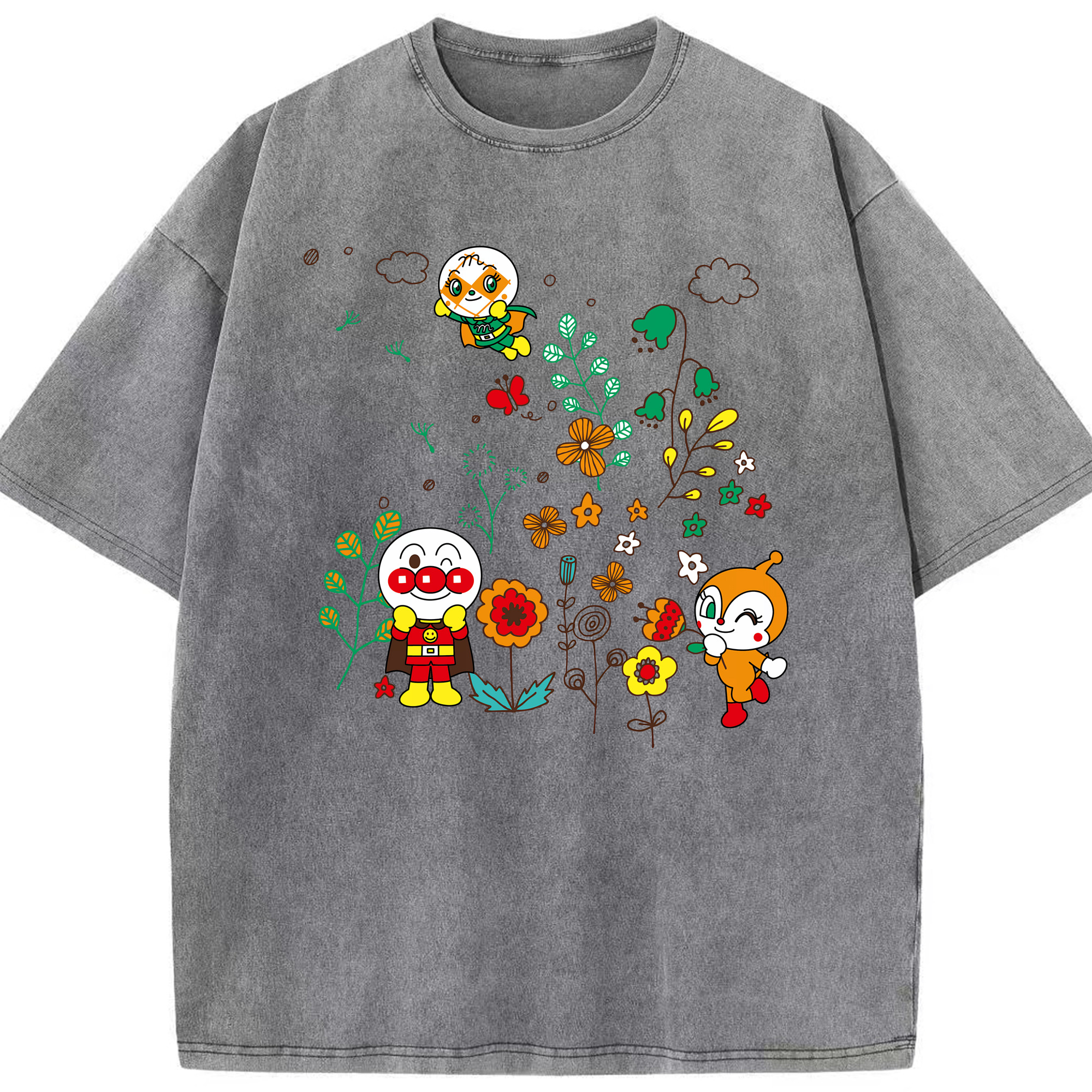 （画像用） アンパンマン Anpanman 綿100% ヴィンテージ風 半袖Tシャツ（フロントプリント）