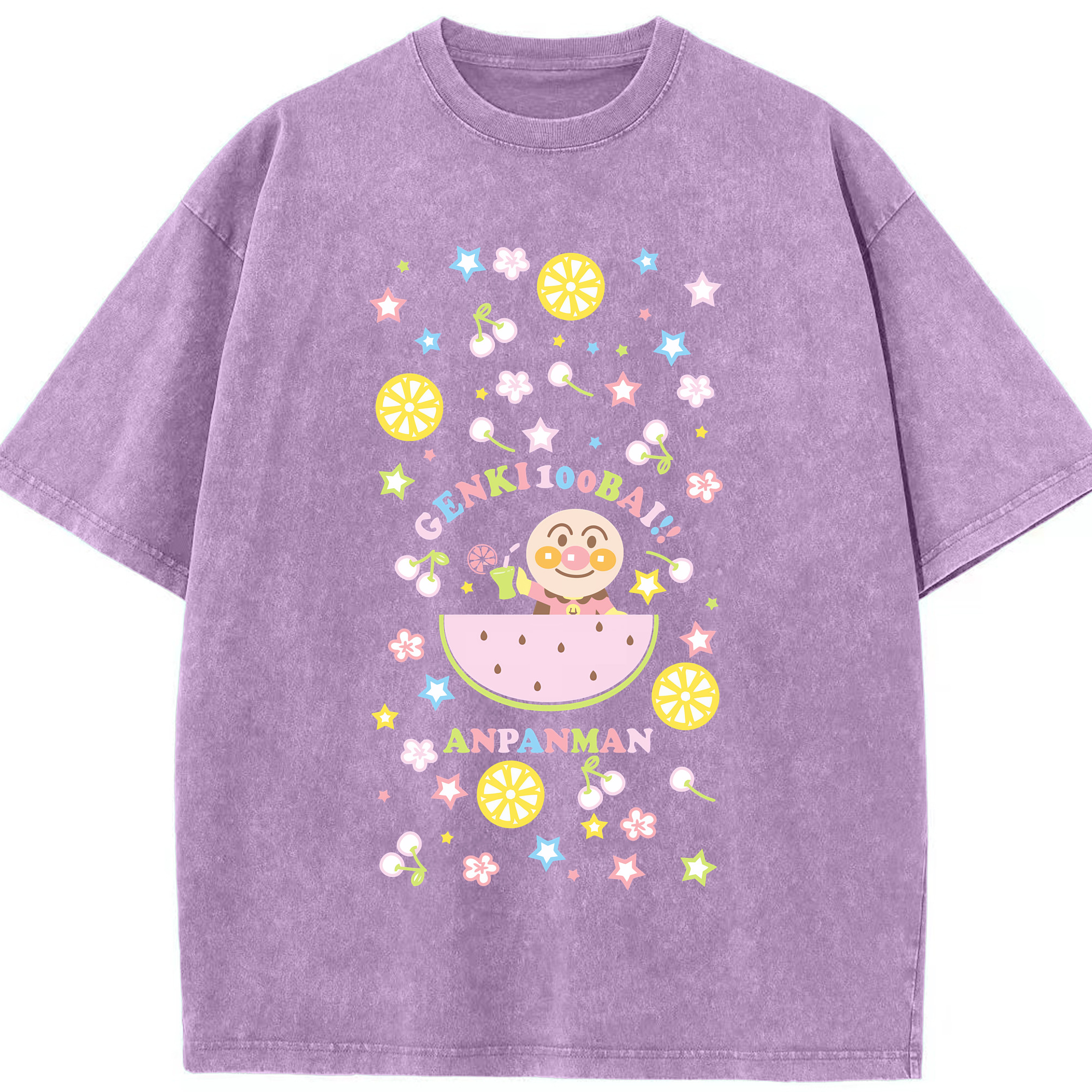 （画像用） アンパンマン Anpanman 綿100% ヴィンテージ風 半袖Tシャツ（フロントプリント）