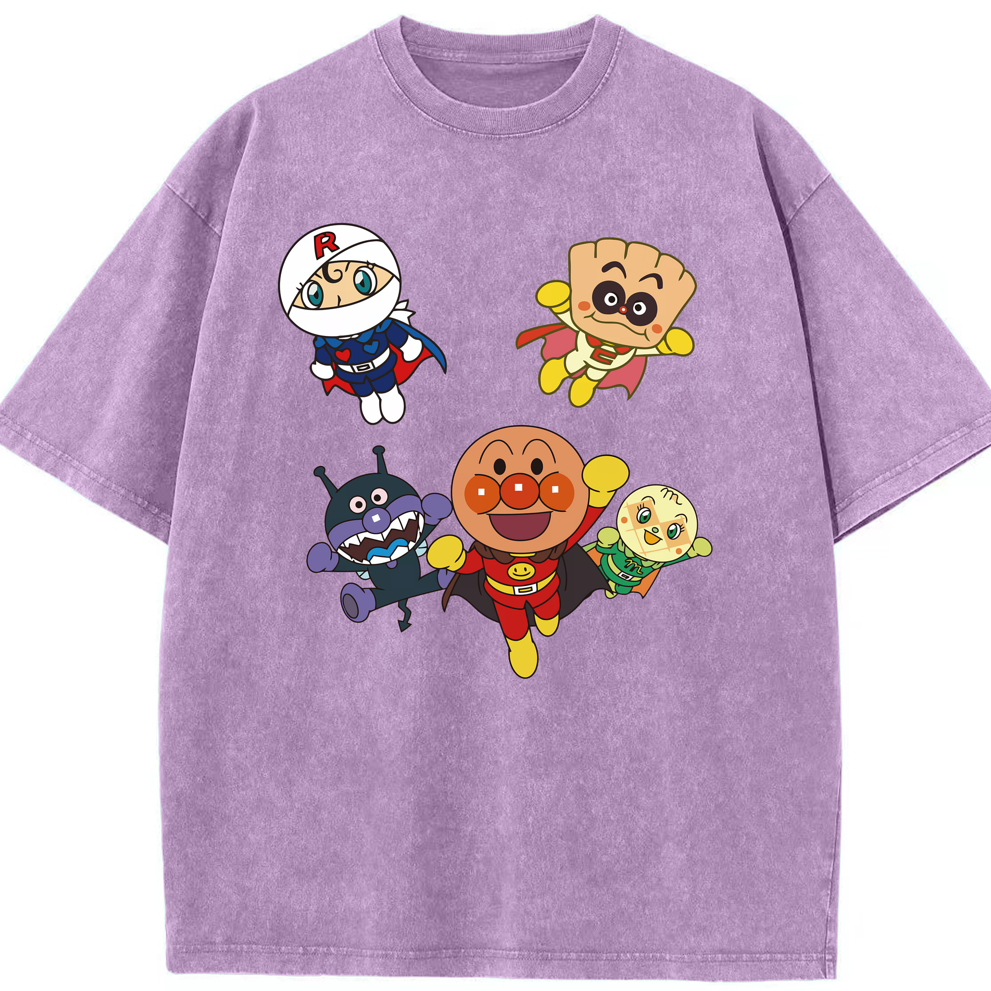 （画像用） アンパンマン Anpanman 綿100% ヴィンテージ風 半袖Tシャツ（フロントプリント）