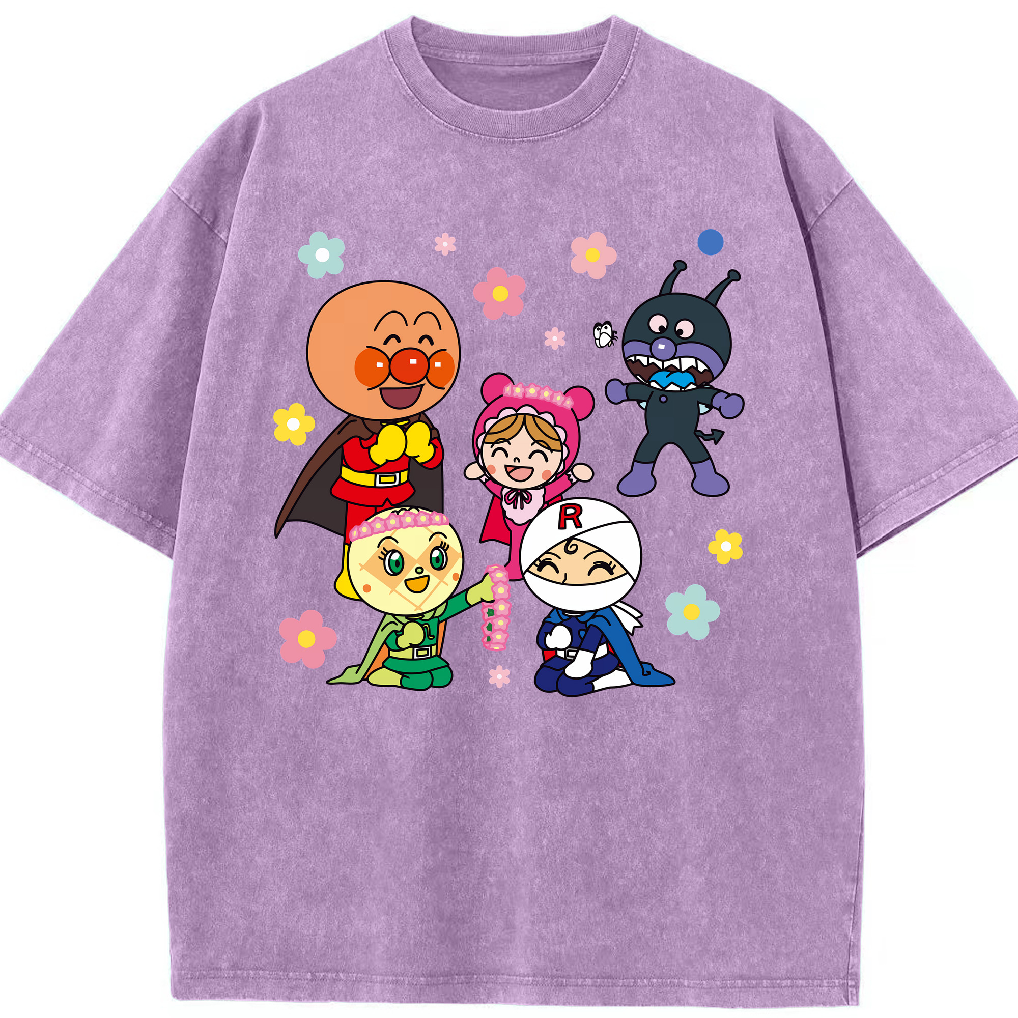 （画像用） アンパンマン Anpanman 綿100% ヴィンテージ風 半袖Tシャツ（フロントプリント）