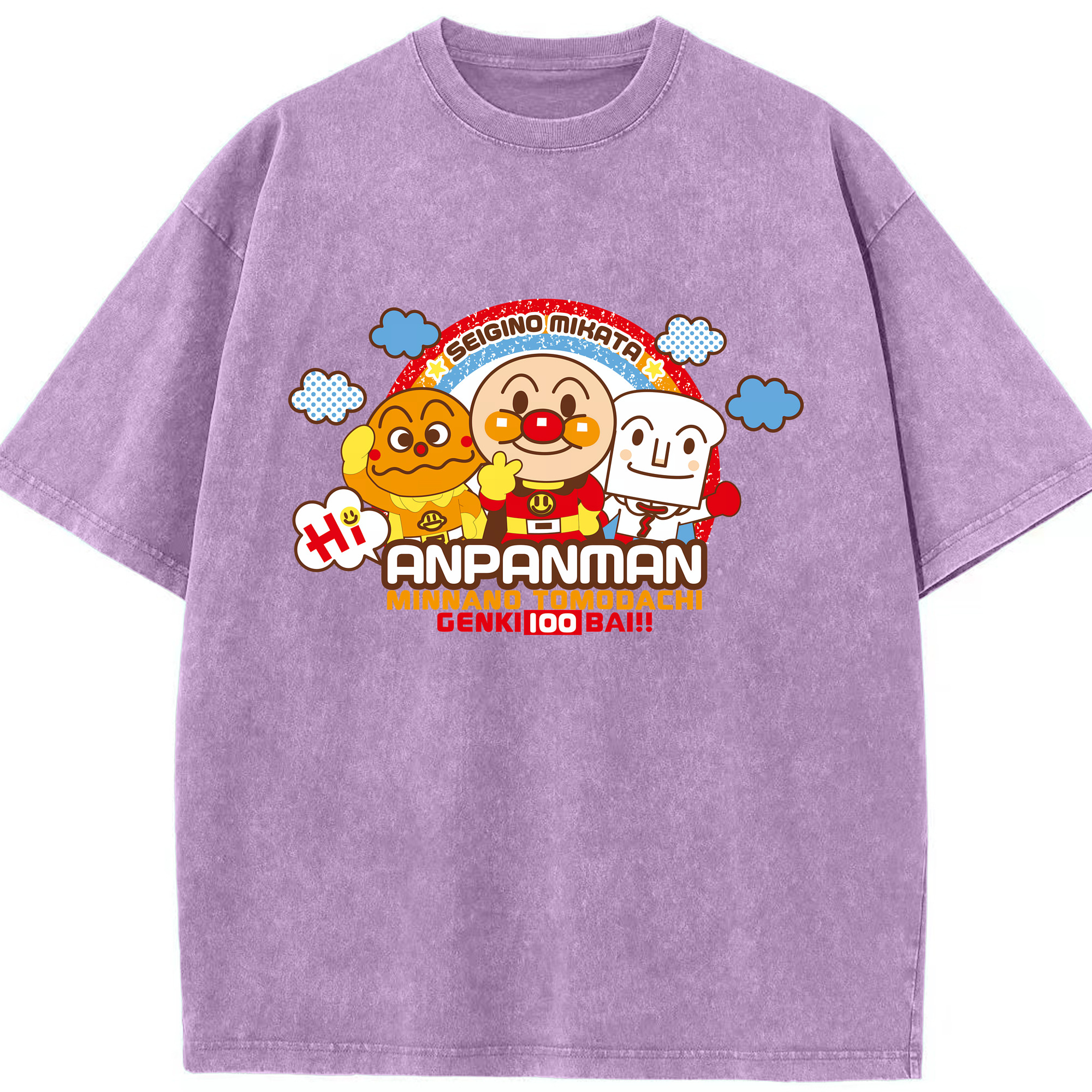 （画像用） アンパンマン Anpanman 綿100% ヴィンテージ風 半袖Tシャツ（フロントプリント）