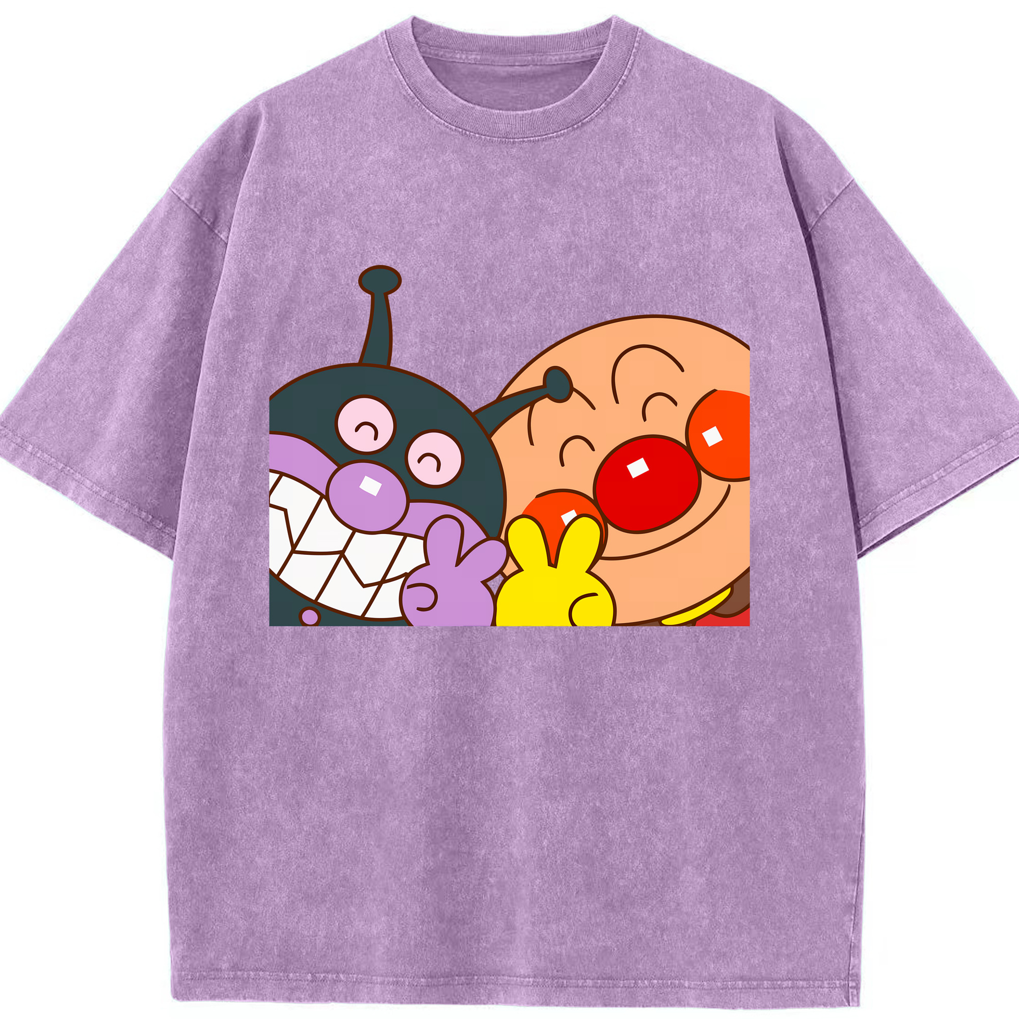 （画像用） アンパンマン Anpanman 綿100% ヴィンテージ風 半袖Tシャツ（フロントプリント）