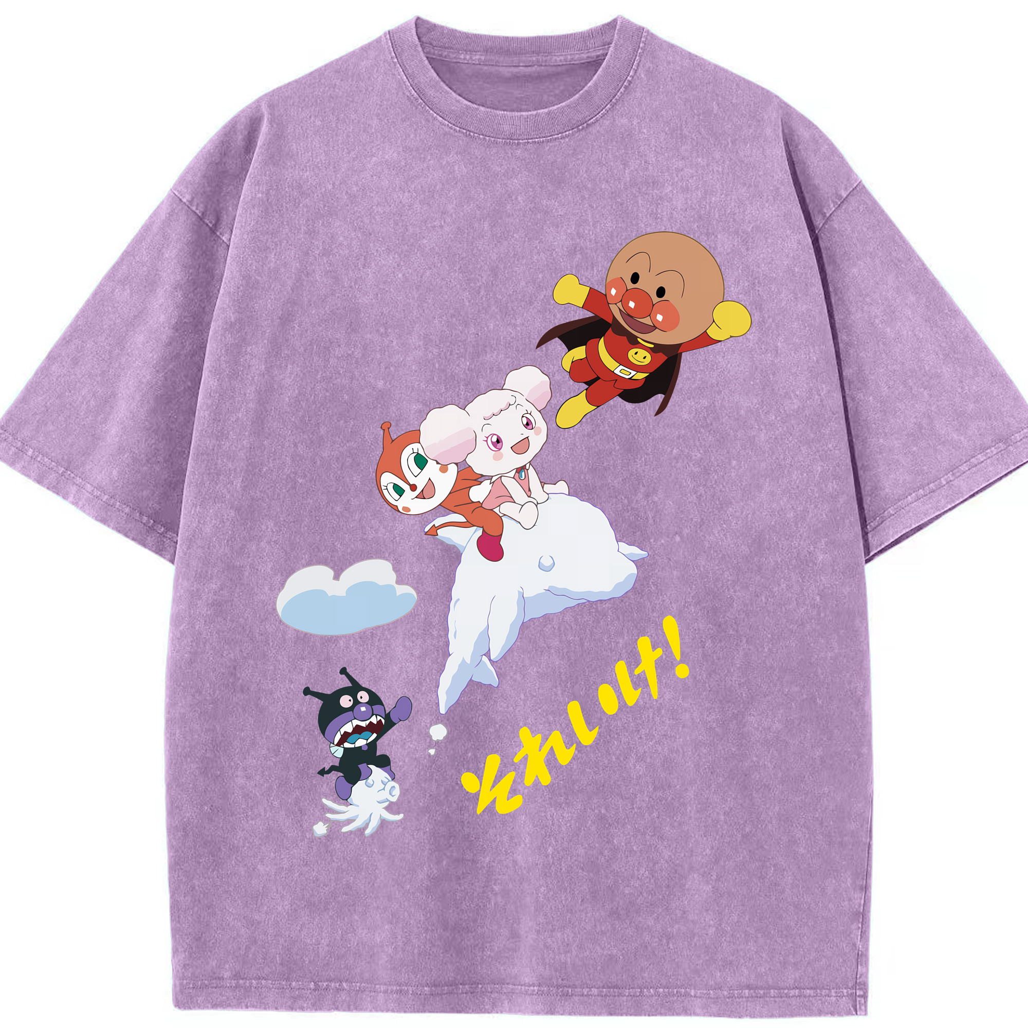 （画像用） アンパンマン Anpanman 綿100% ヴィンテージ風 半袖Tシャツ（フロントプリント）