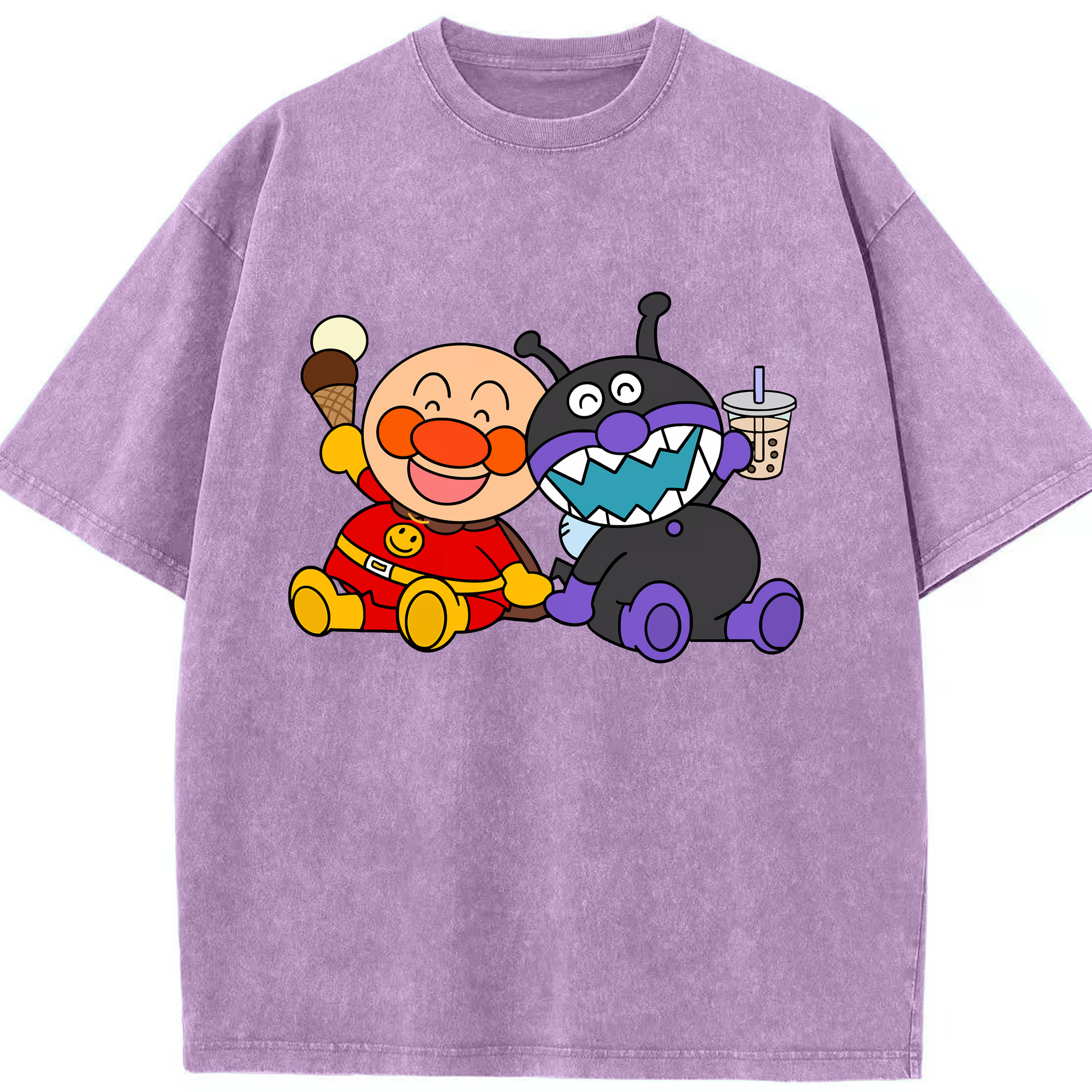 （画像用） アンパンマン Anpanman 綿100% ヴィンテージ風 半袖Tシャツ（フロントプリント）