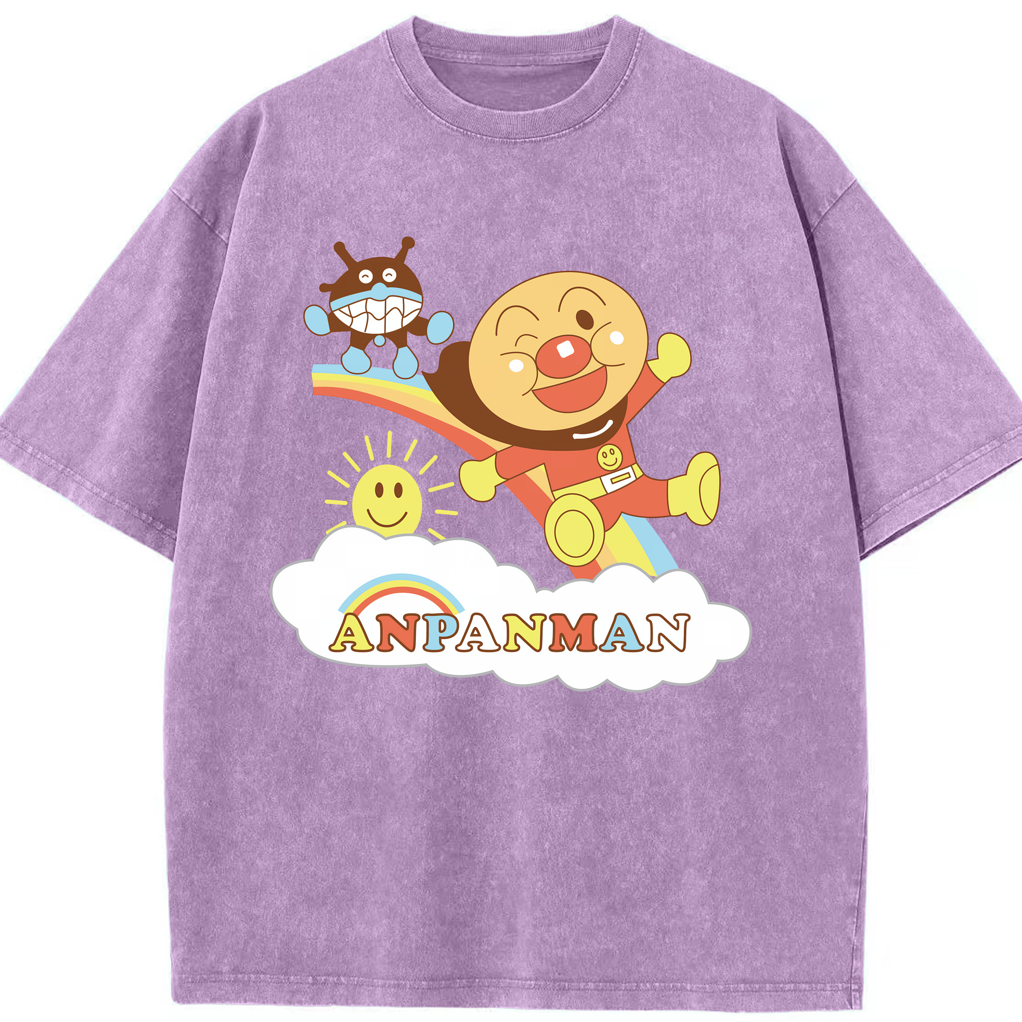 （画像用） アンパンマン Anpanman 綿100% ヴィンテージ風 半袖Tシャツ（フロントプリント）