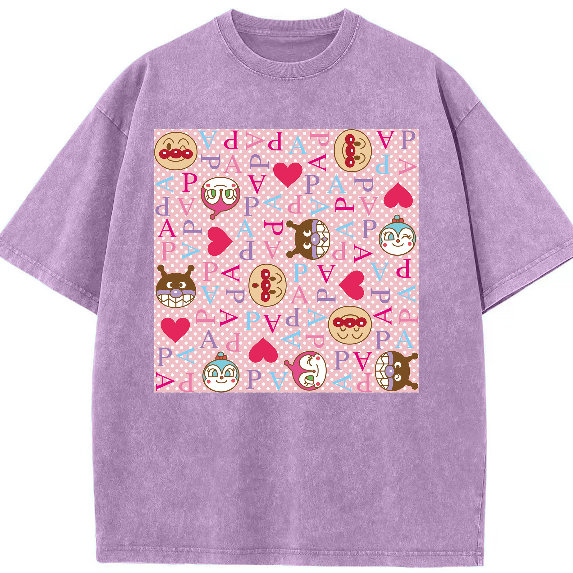 （画像用） アンパンマン Anpanman 綿100% ヴィンテージ風 半袖Tシャツ（フロントプリント）