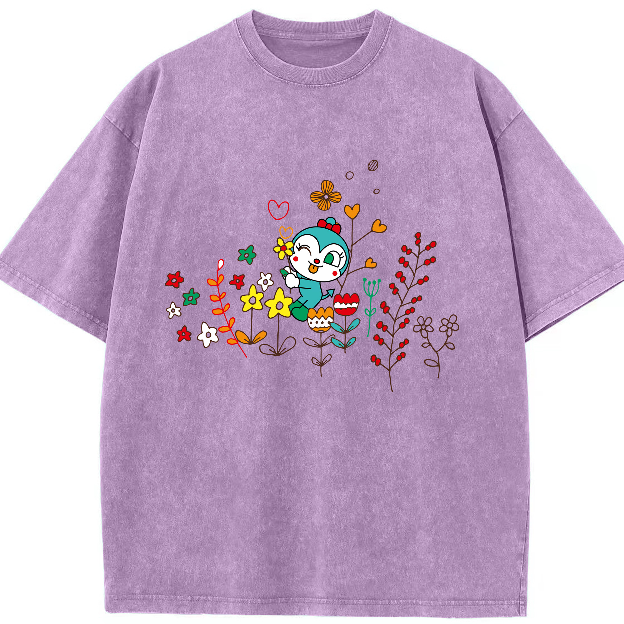 （画像用） アンパンマン Anpanman 綿100% ヴィンテージ風 半袖Tシャツ（フロントプリント）