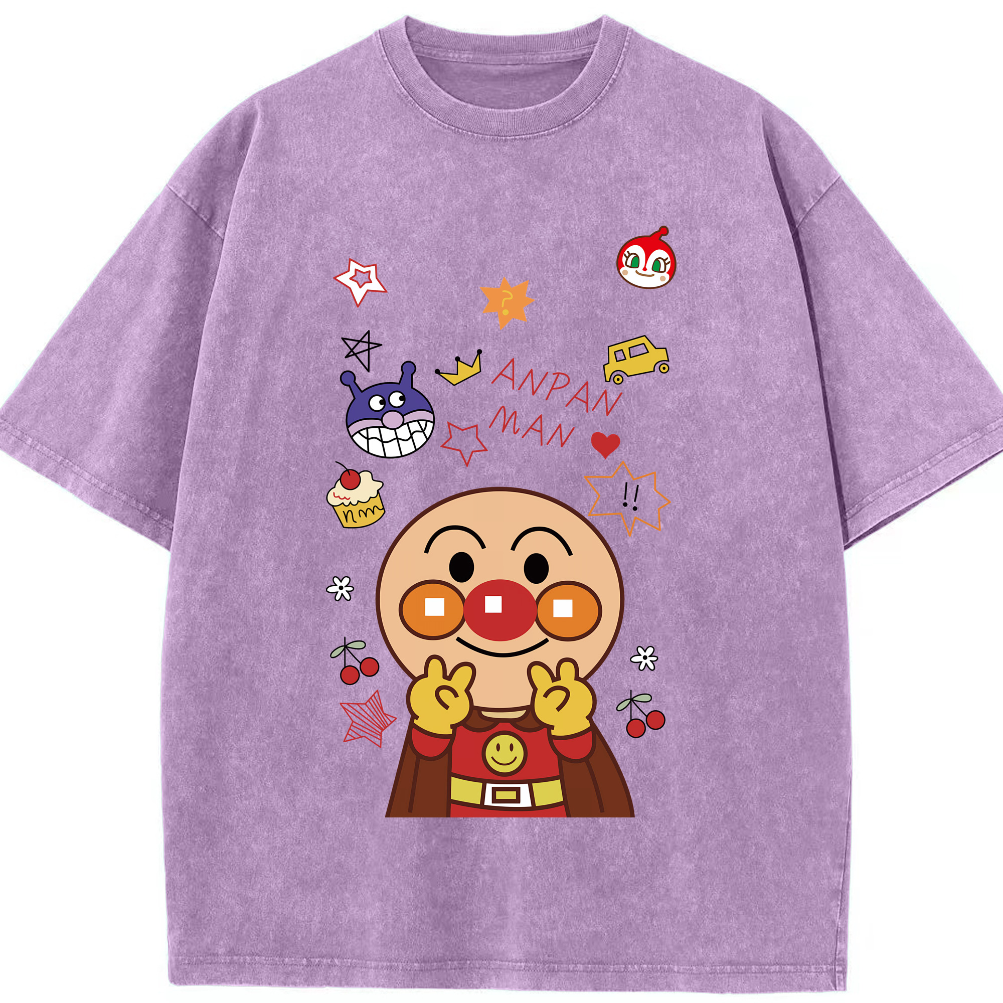 （画像用） アンパンマン Anpanman 綿100% ヴィンテージ風 半袖Tシャツ（フロントプリント）
