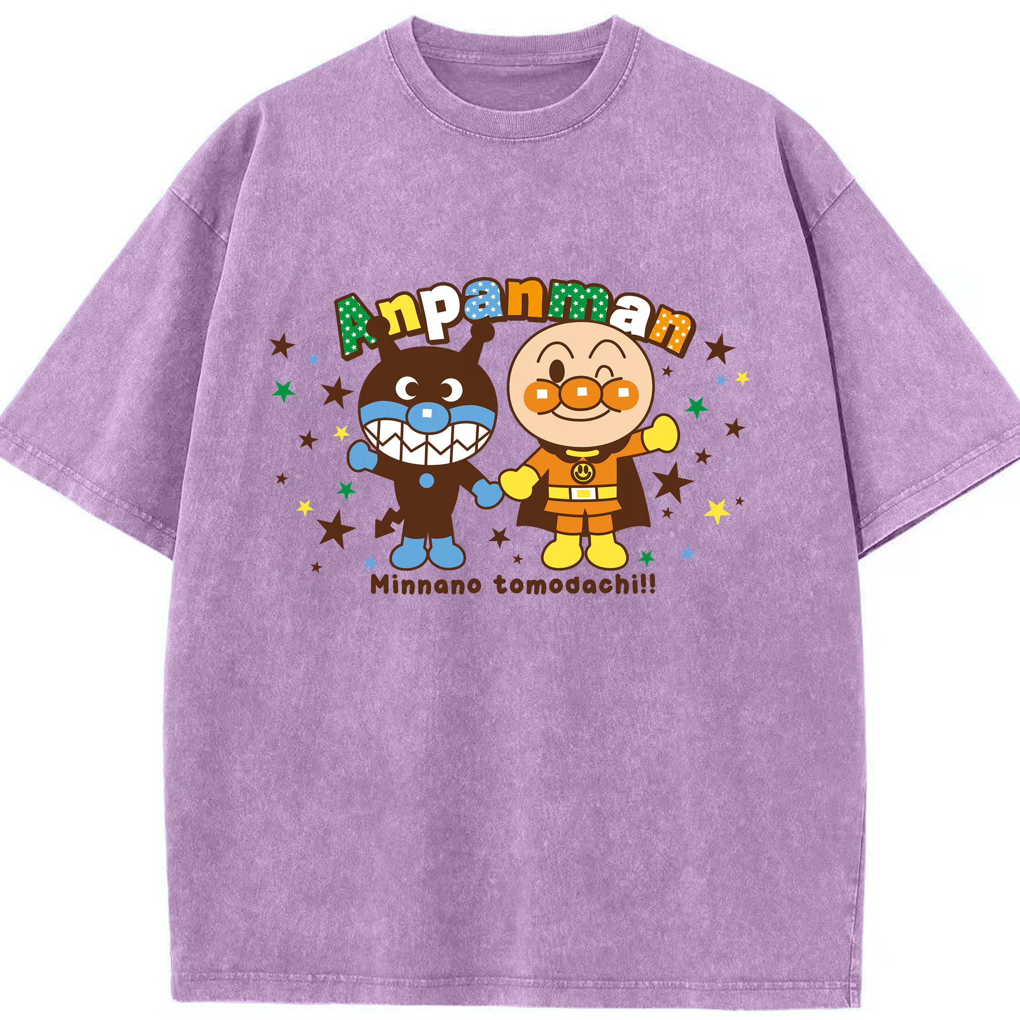 （画像用） アンパンマン Anpanman 綿100% ヴィンテージ風 半袖Tシャツ（フロントプリント）