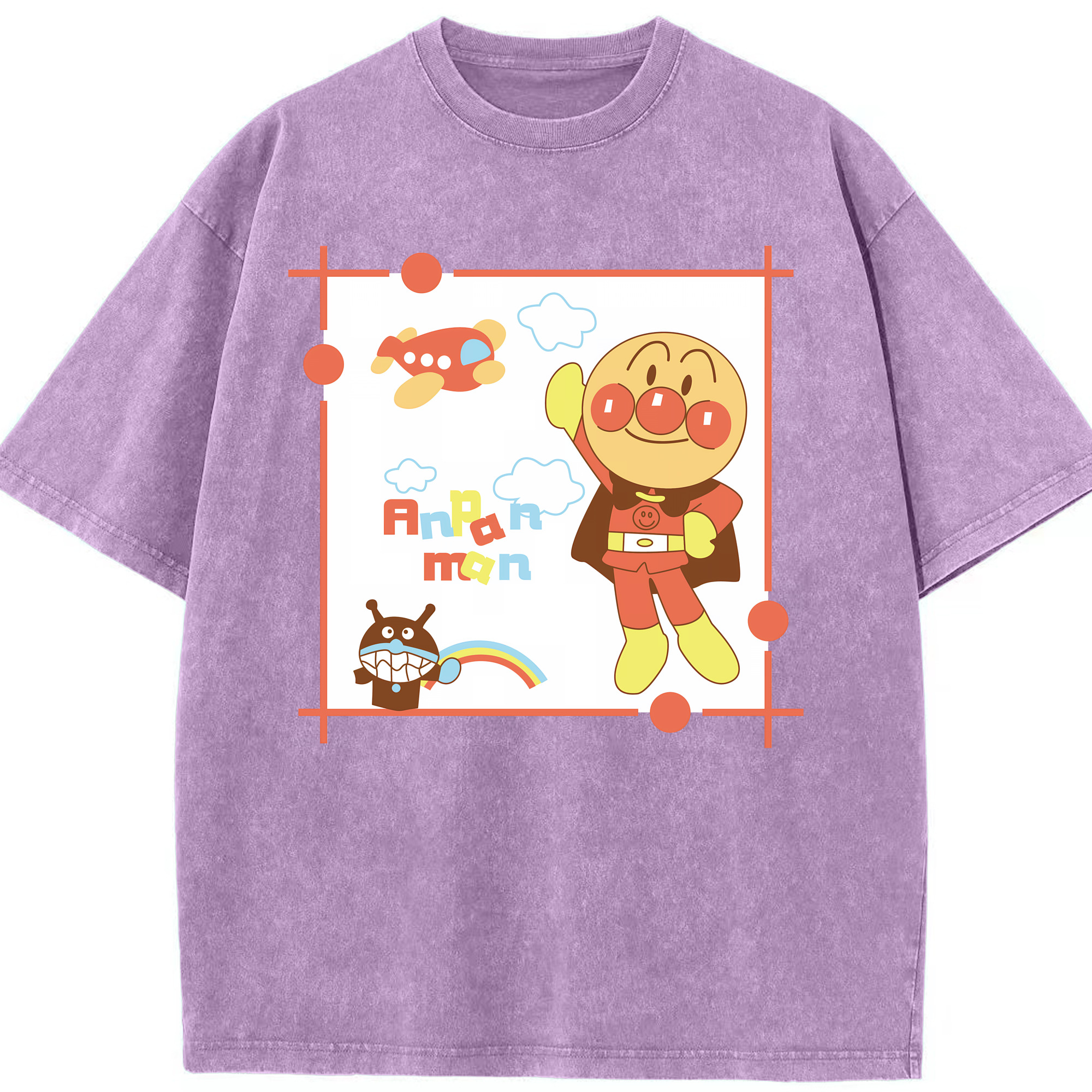 （画像用） アンパンマン Anpanman 綿100% ヴィンテージ風 半袖Tシャツ（フロントプリント）