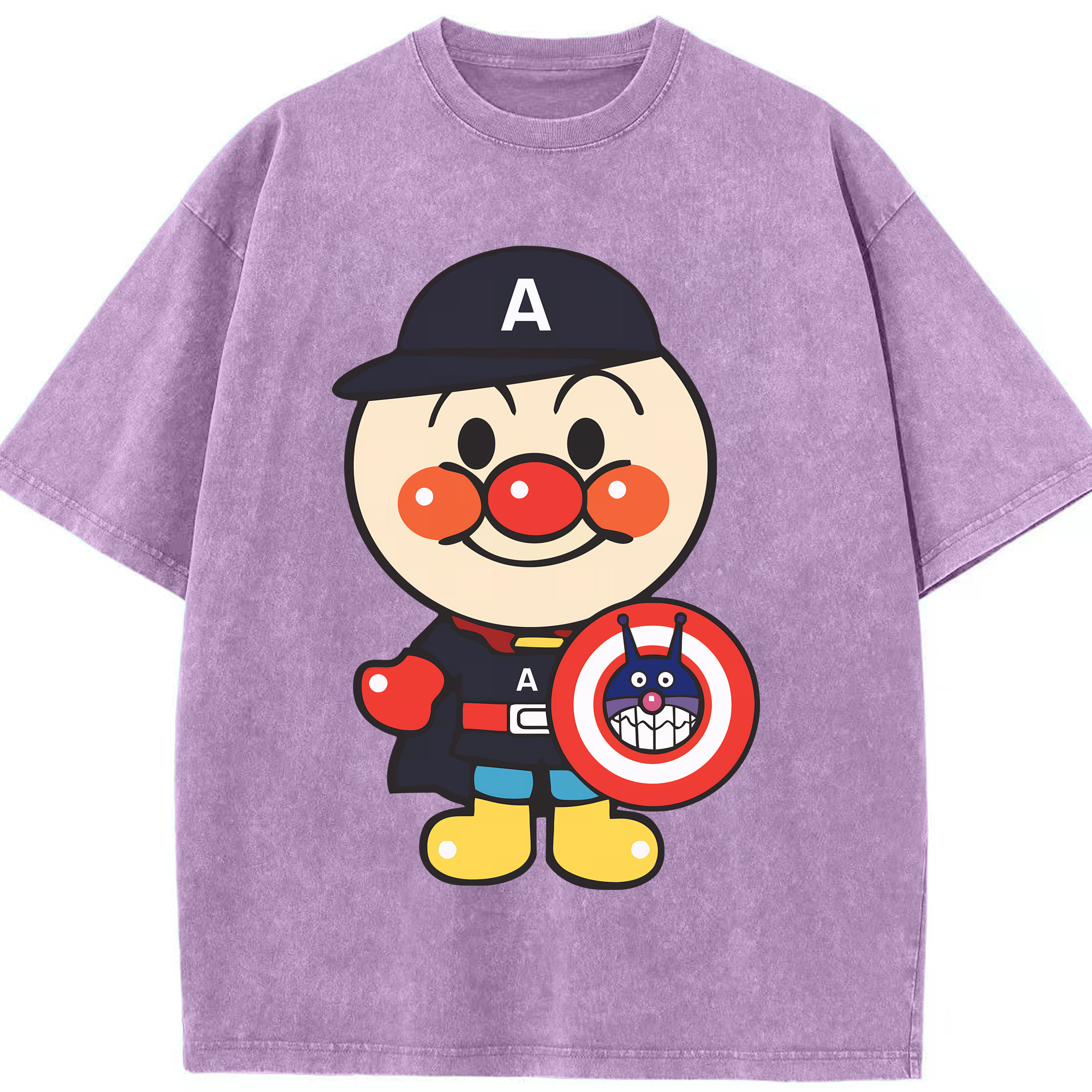 （画像用） アンパンマン Anpanman 綿100% ヴィンテージ風 半袖Tシャツ（フロントプリント）