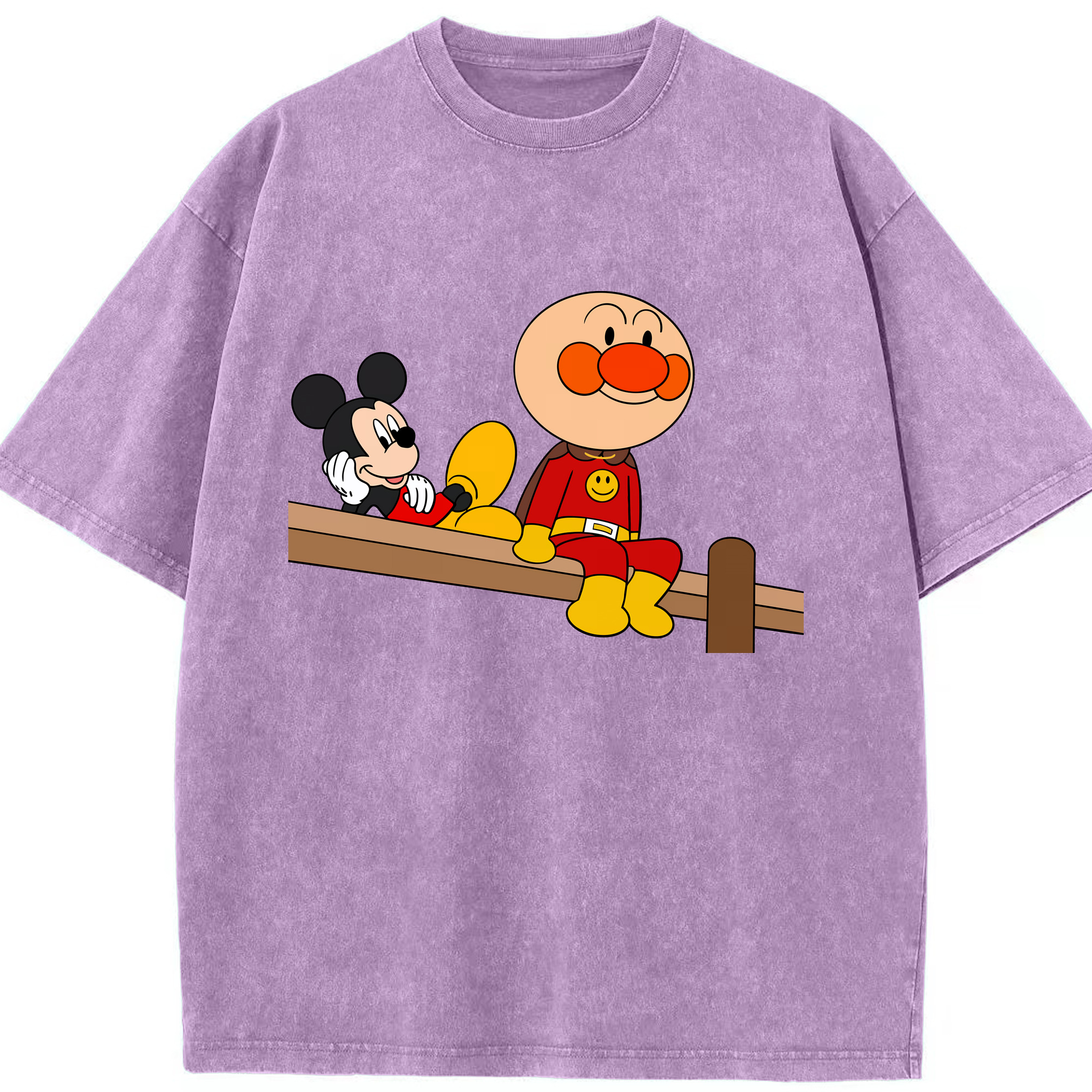 （画像用） アンパンマン Anpanman 綿100% ヴィンテージ風 半袖Tシャツ（フロントプリント）