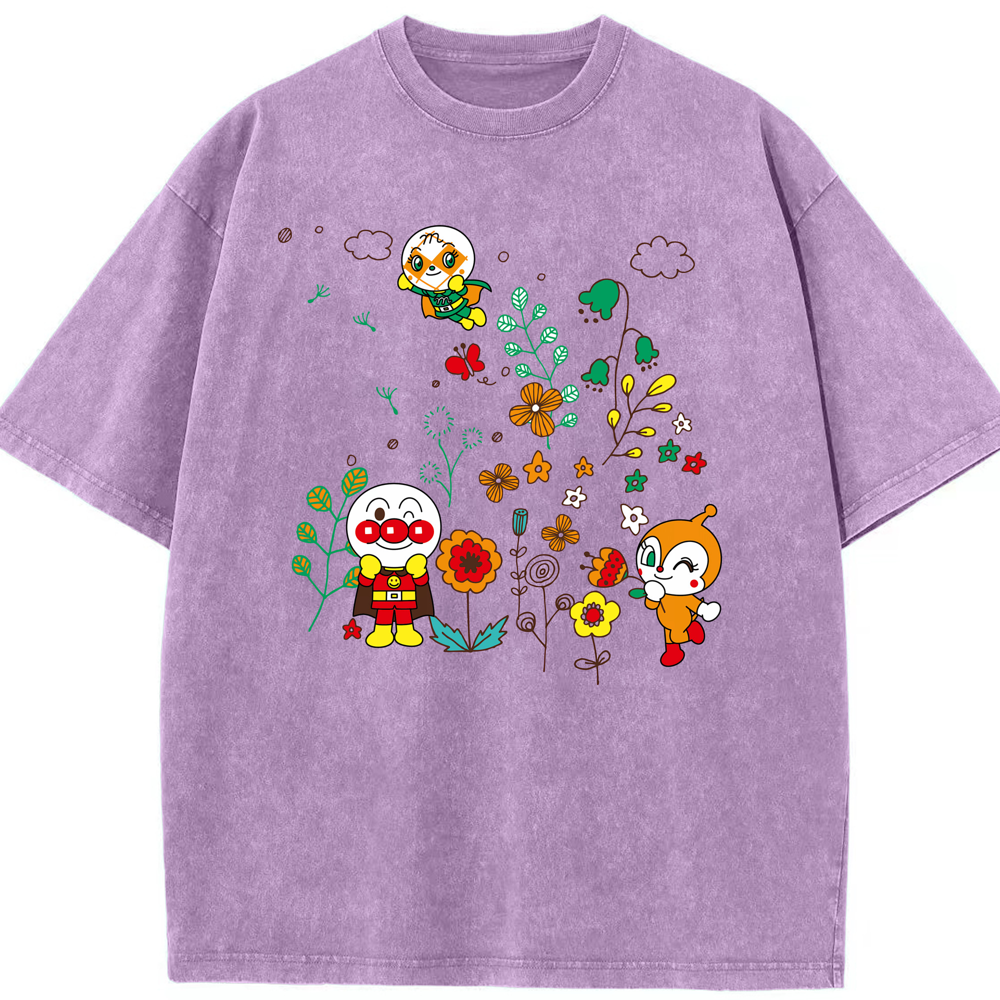 （画像用） アンパンマン Anpanman 綿100% ヴィンテージ風 半袖Tシャツ（フロントプリント）