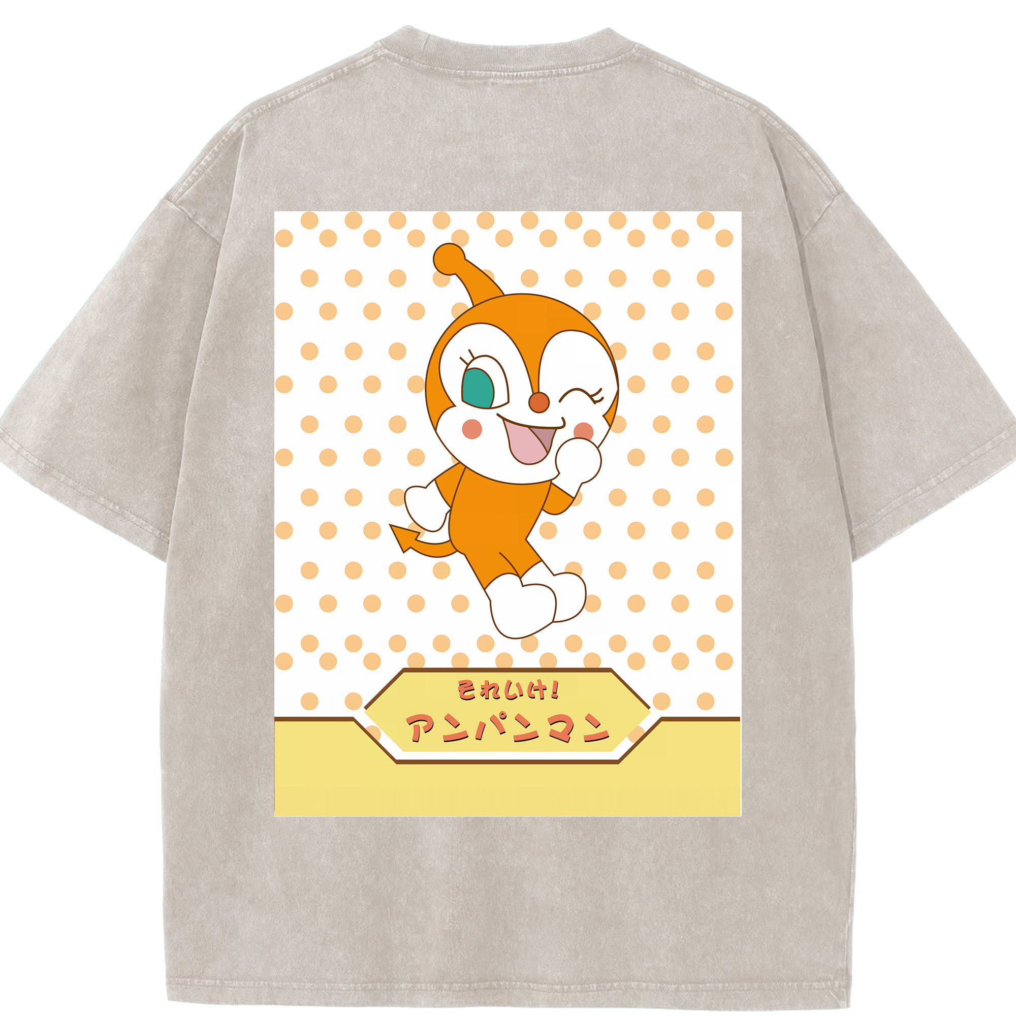 （画像用） アンパンマン Anpanman 綿100% ヴィンテージ風 半袖Tシャツ（背面プリント）