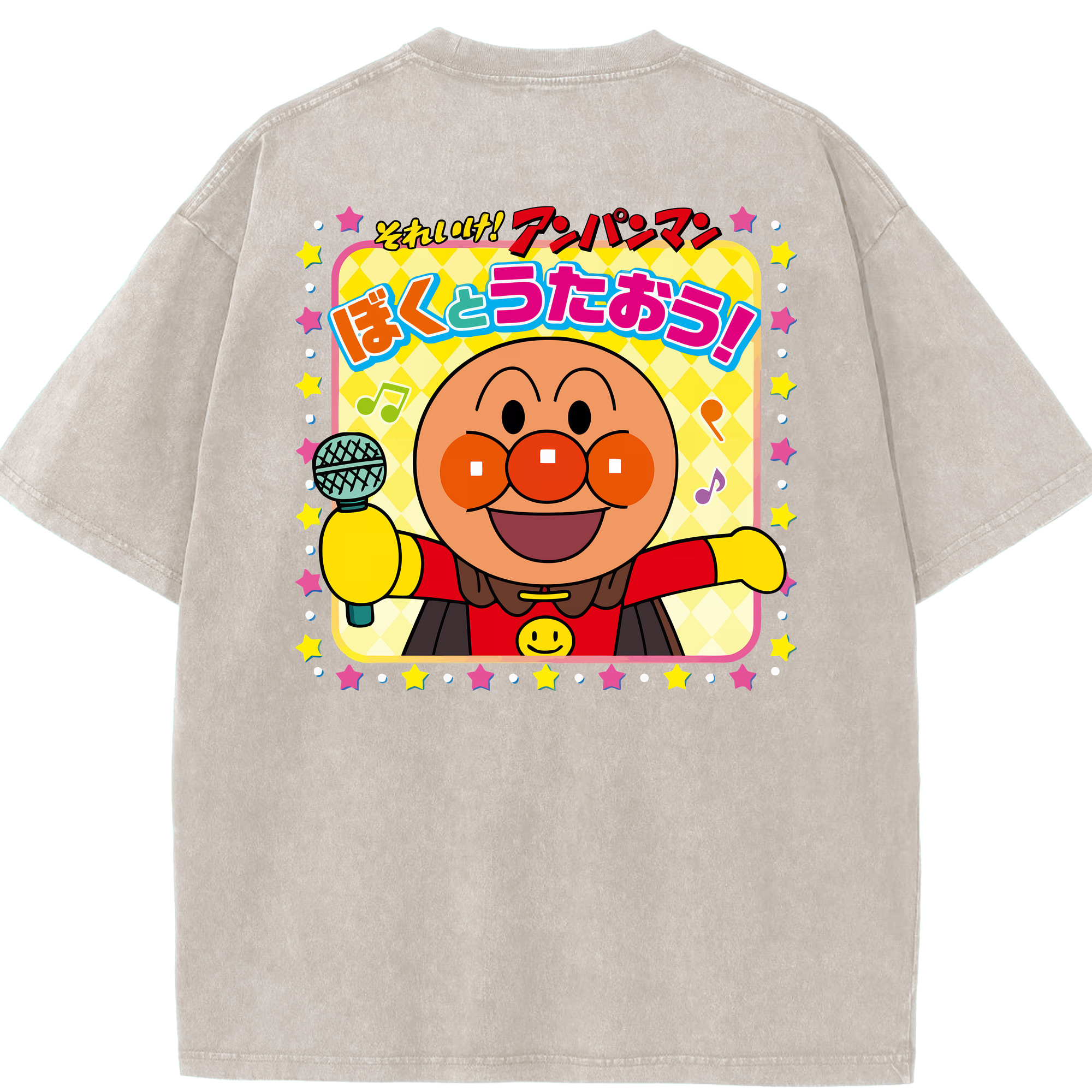 （画像用） アンパンマン Anpanman 綿100% ヴィンテージ風 半袖Tシャツ（背面プリント）
